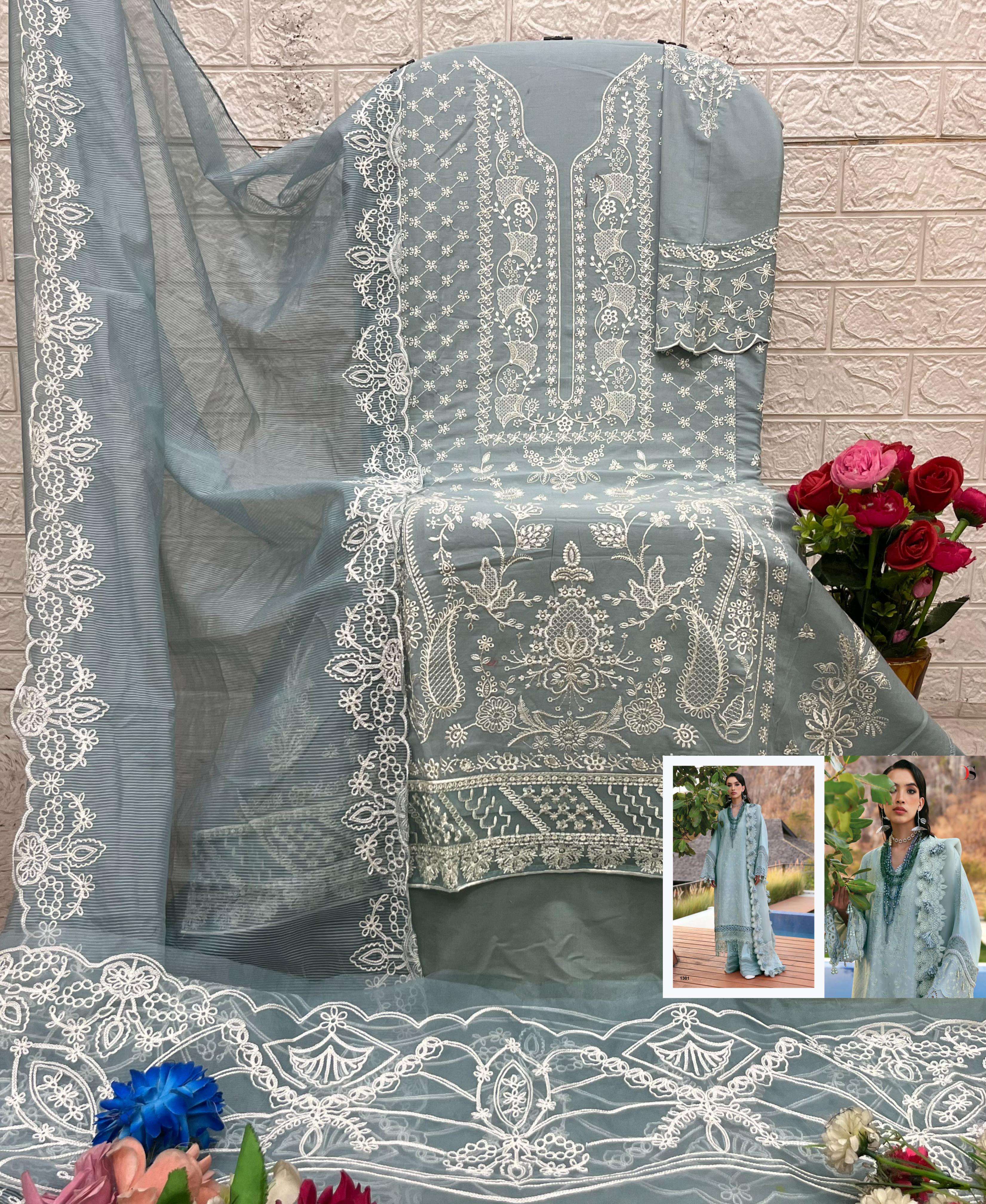 SHREE FABS MARIA B PREMIUM EMBROIDERED 25 VOL 3 COTTON DESIGNER WORK SUIT
