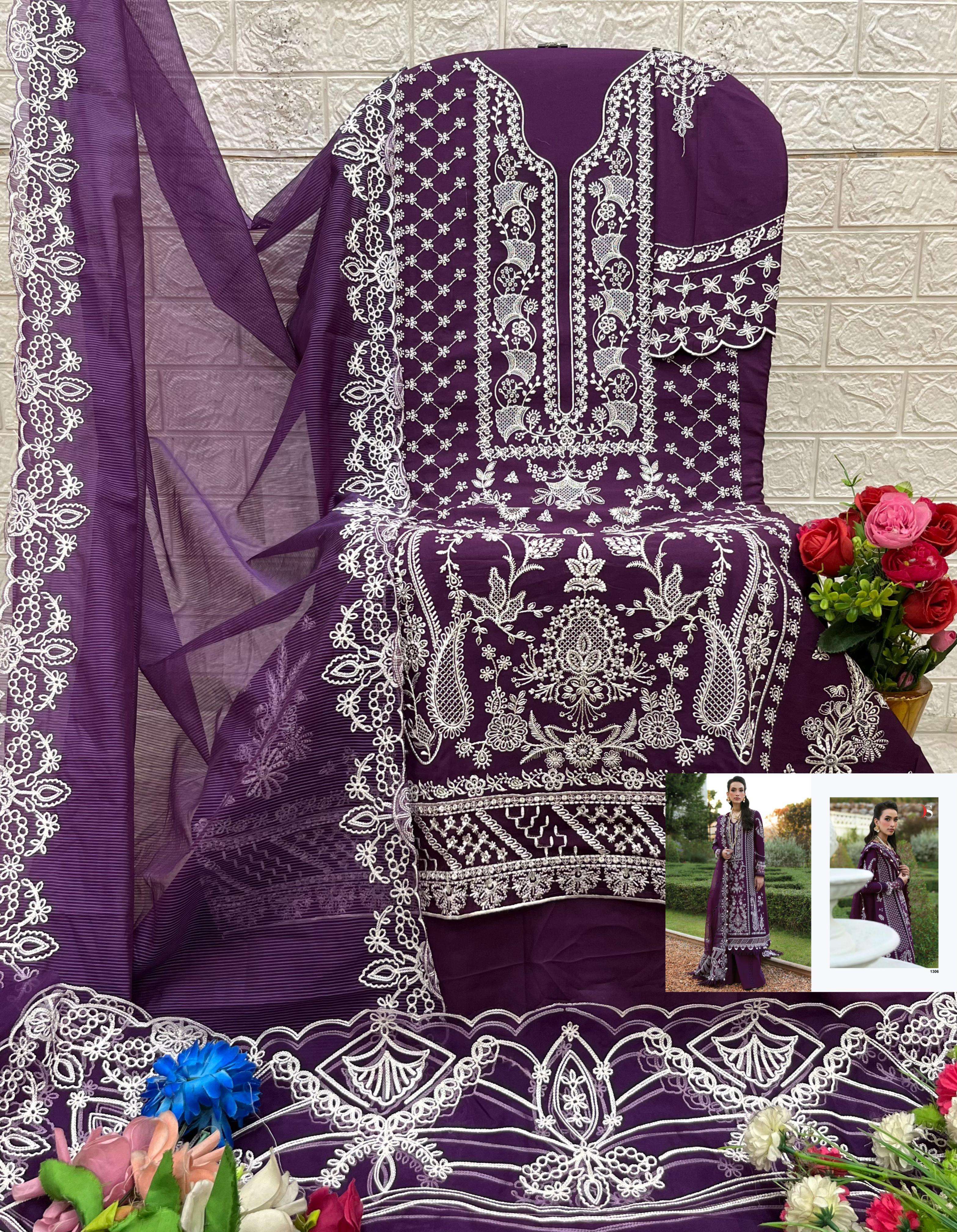 SHREE FABS MARIA B PREMIUM EMBROIDERED 25 VOL 3 COTTON DESIGNER WORK SUIT