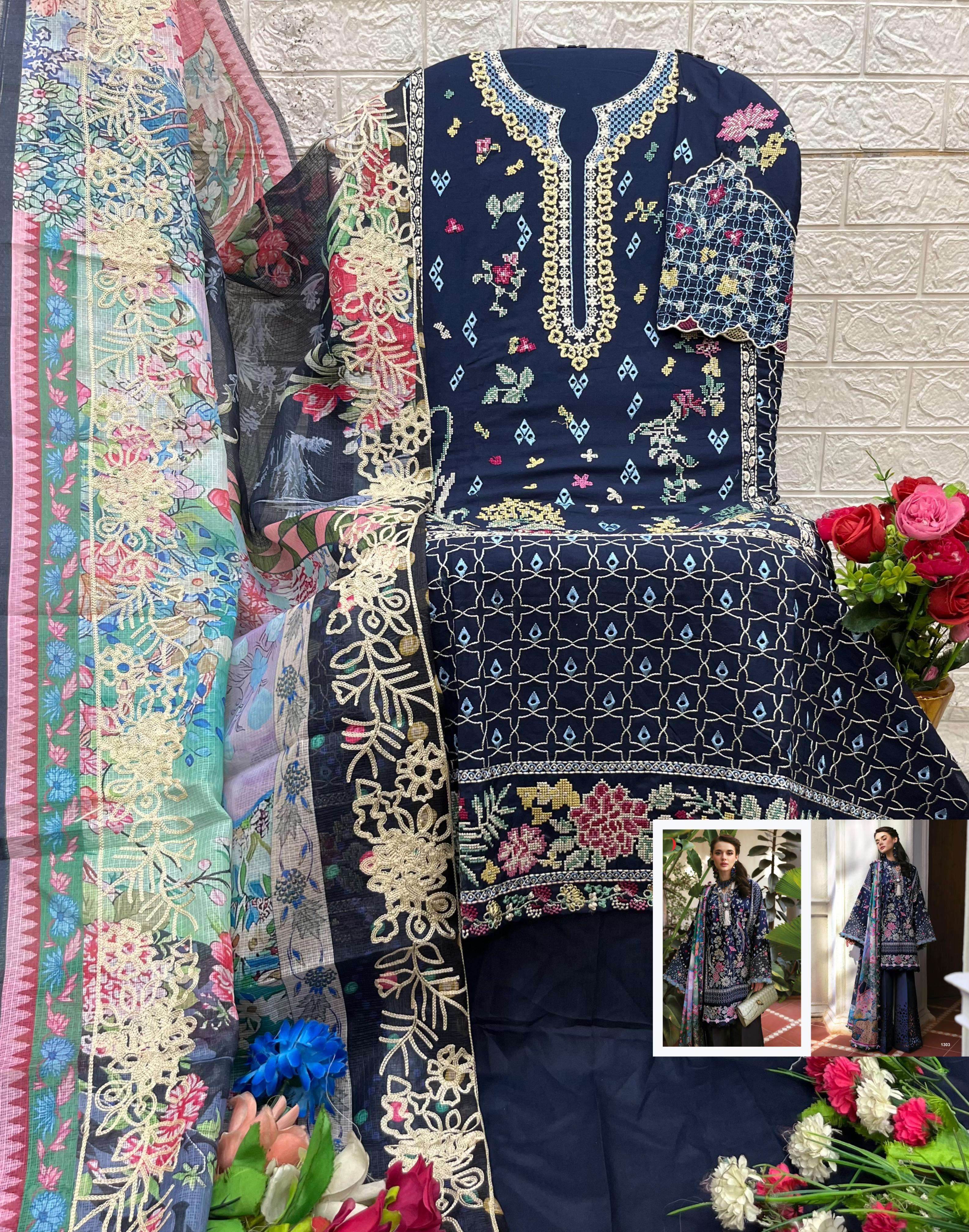 SHREE FABS MARIA B PREMIUM EMBROIDERED 25 VOL 3 COTTON DESIGNER WORK SUIT