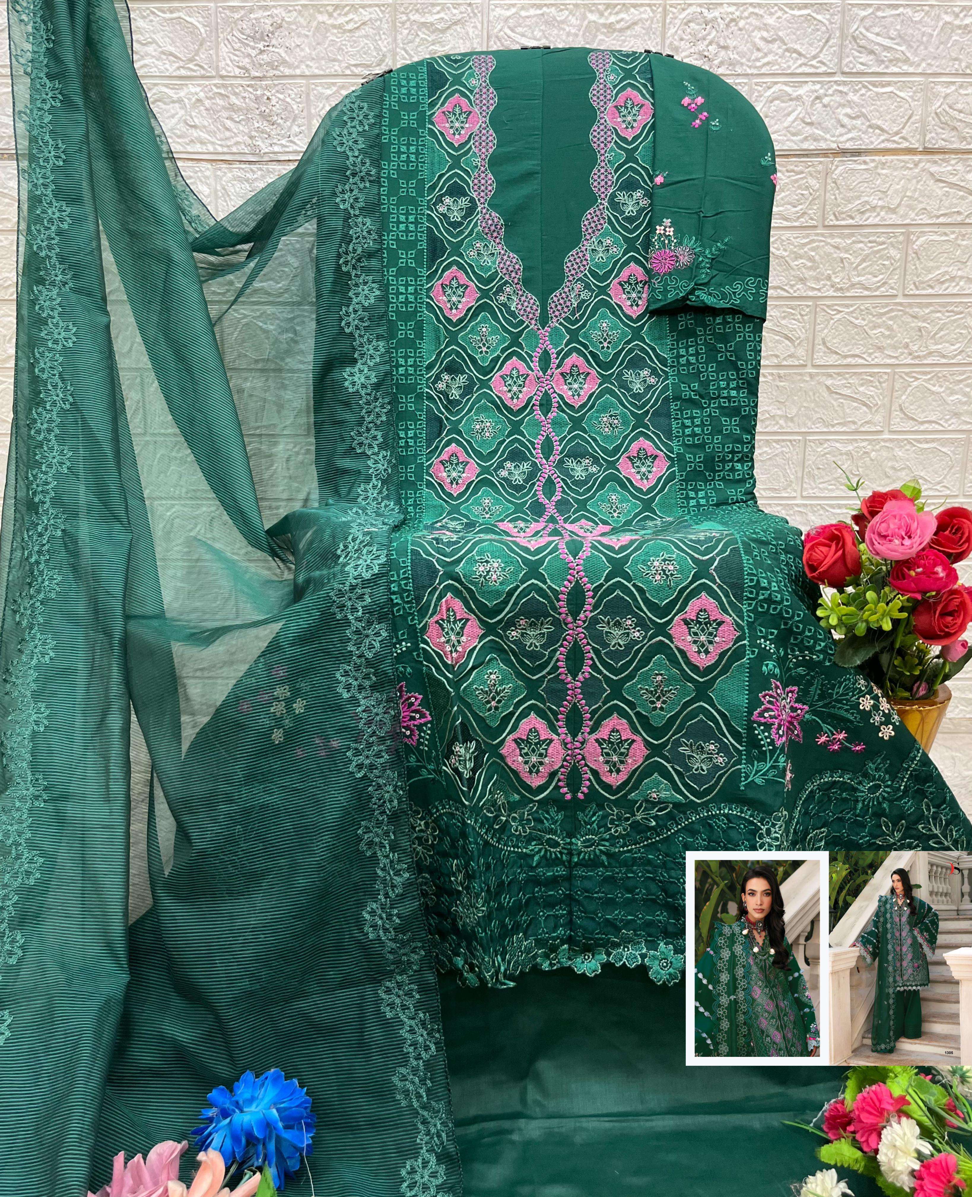 SHREE FABS MARIA B PREMIUM EMBROIDERED 25 VOL 3 COTTON DESIGNER WORK SUIT
