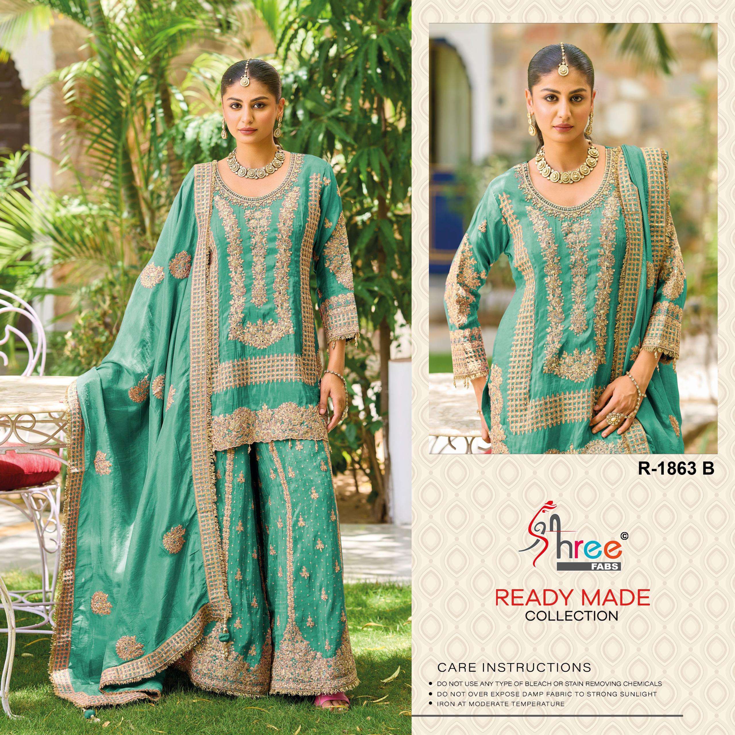 SHREE FABS R 1863 VISCOSE HEAVY EMBROIDERED DESIGNER WEDDING WEAR SUIT
