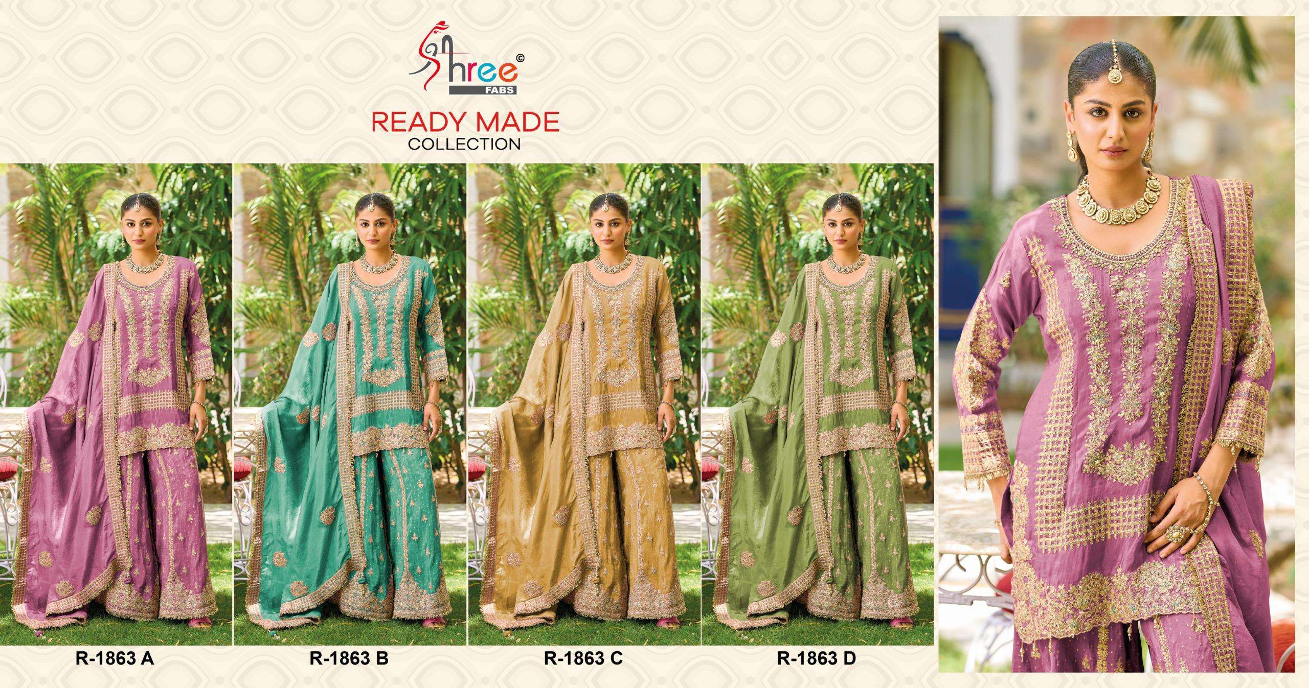 SHREE FABS R 1863 VISCOSE HEAVY EMBROIDERED DESIGNER WEDDING WEAR SUIT