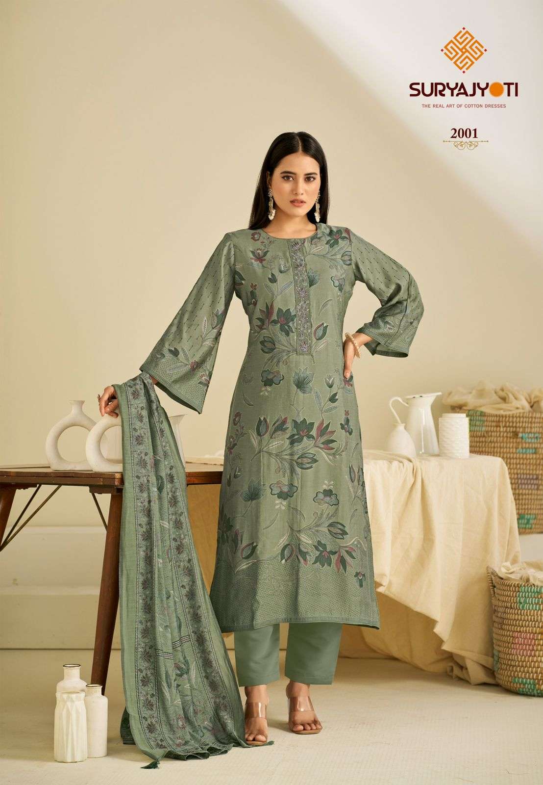  SURYAJYOTI KAJAL VOL 2 MODAL PRINT FABRIC FANCY WORKS LADIES SALWAR SUIT