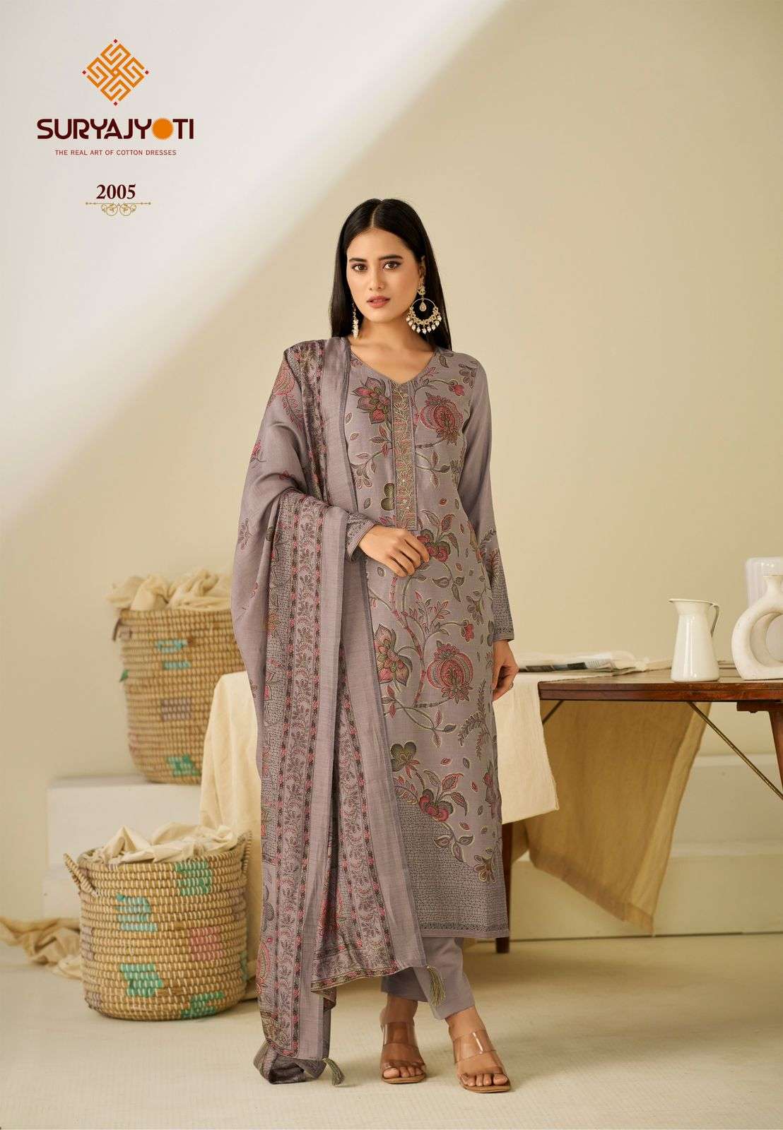  SURYAJYOTI KAJAL VOL 2 MODAL PRINT FABRIC FANCY WORKS LADIES SALWAR SUIT