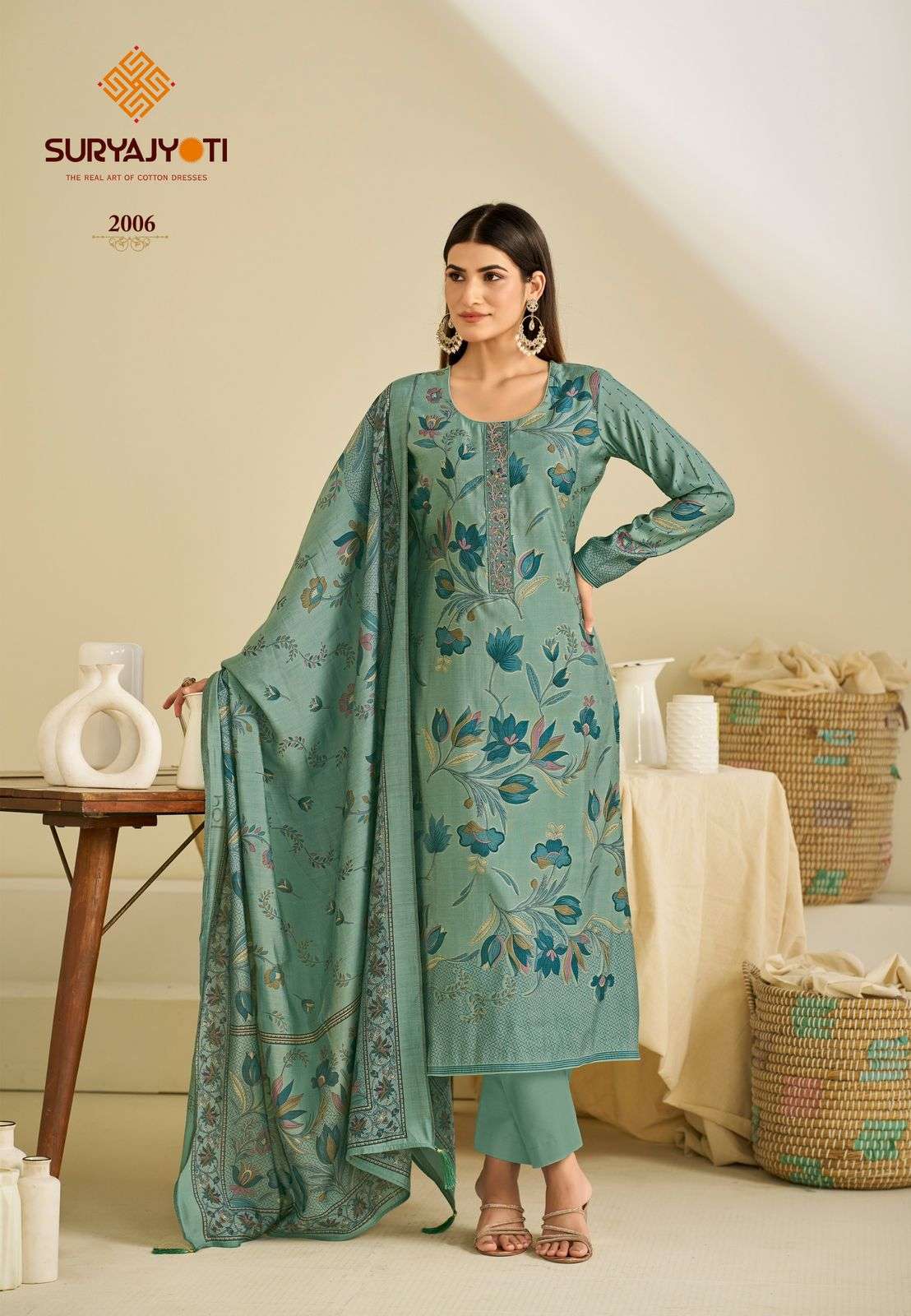  SURYAJYOTI KAJAL VOL 2 MODAL PRINT FABRIC FANCY WORKS LADIES SALWAR SUIT