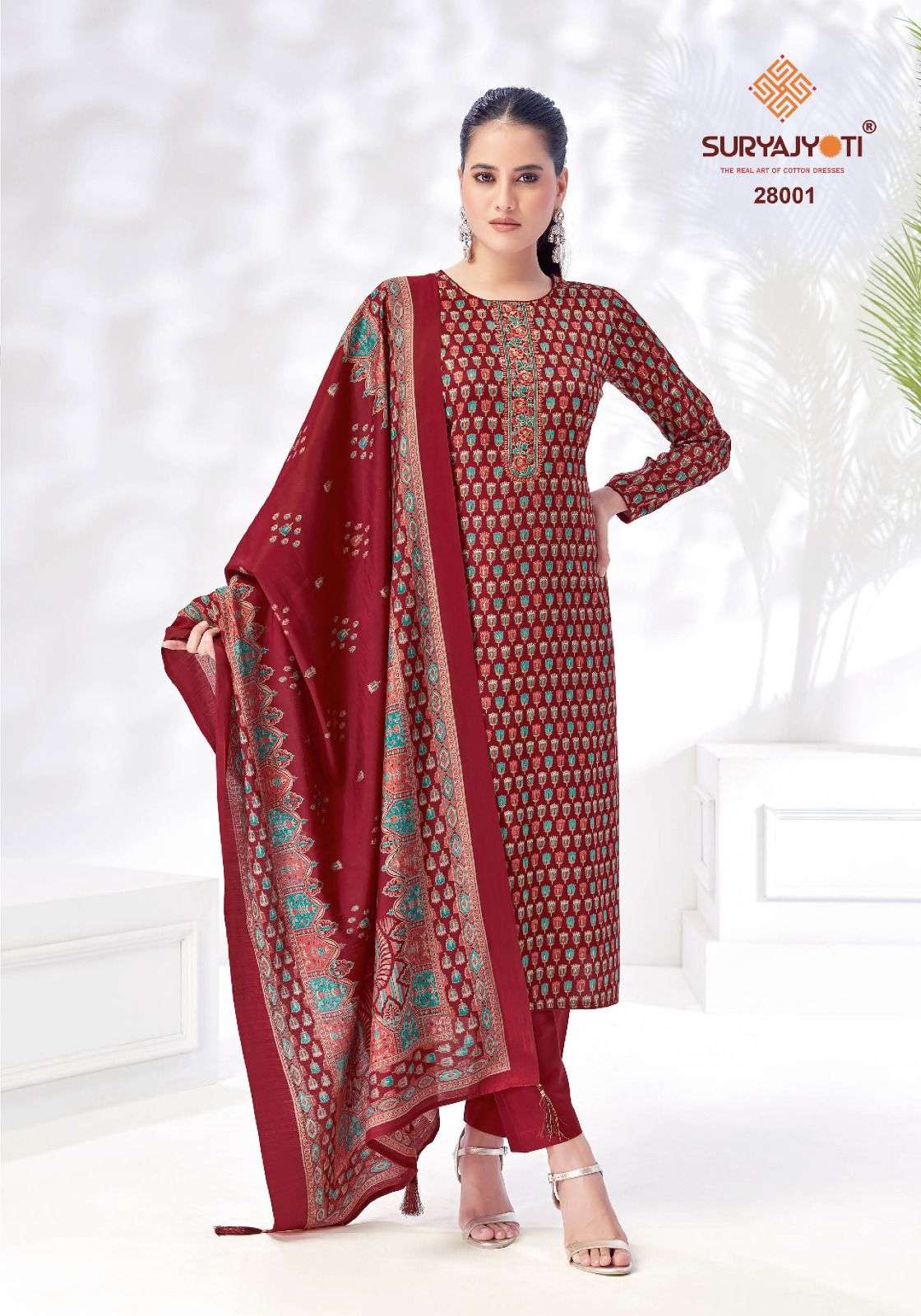 SURYAJYOTI KALKI VOL 27 JAM SATIN PRINT WITH FANCY WORK SUIT
