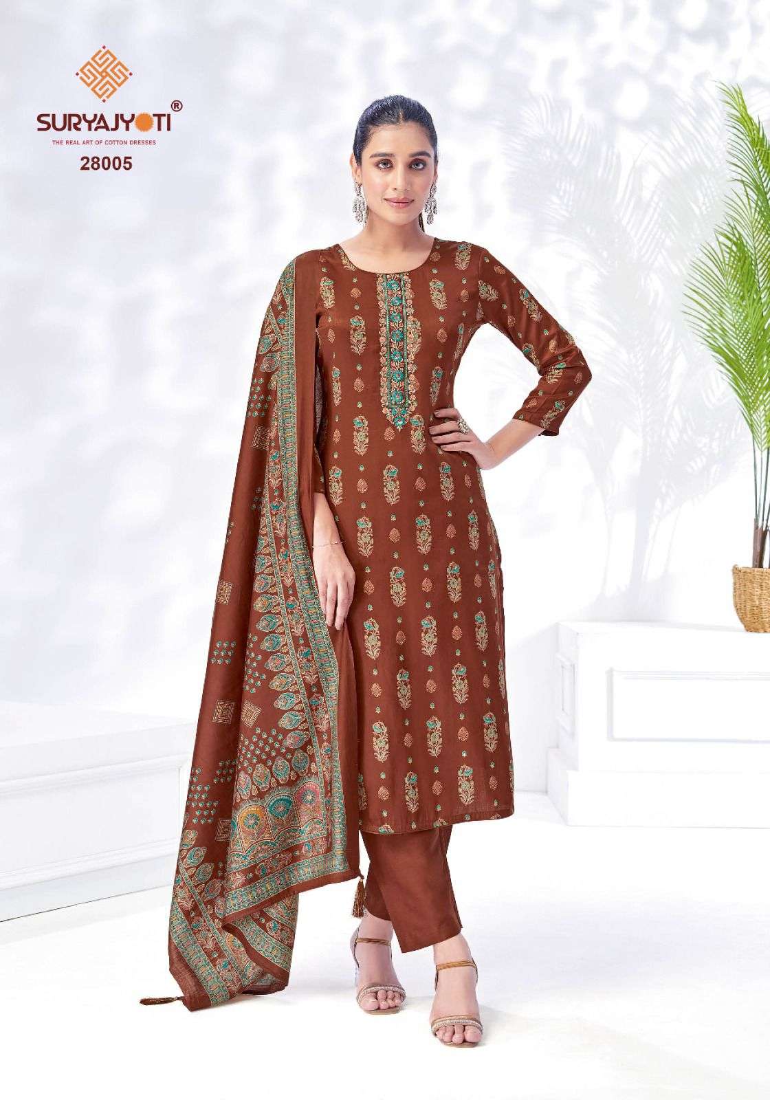 SURYAJYOTI KALKI VOL 27 JAM SATIN PRINT WITH FANCY WORK SUIT