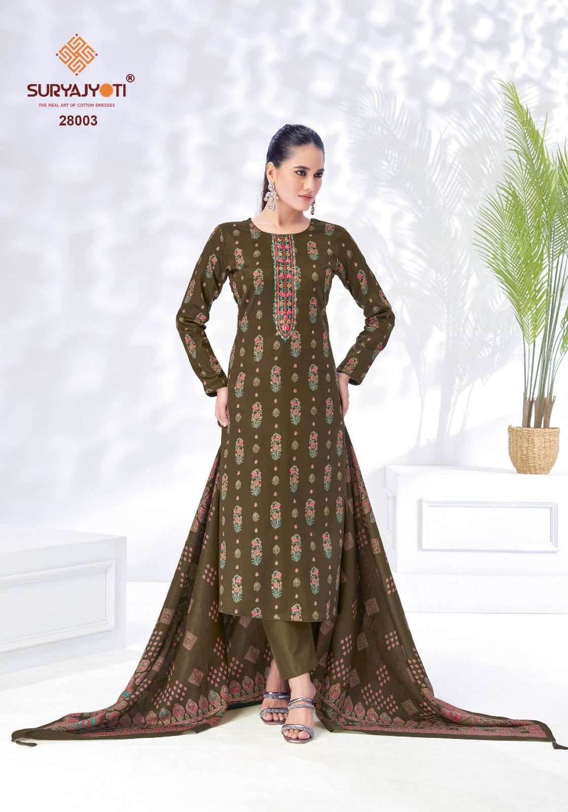 SURYAJYOTI KALKI VOL 27 JAM SATIN PRINT WITH FANCY WORK SUIT