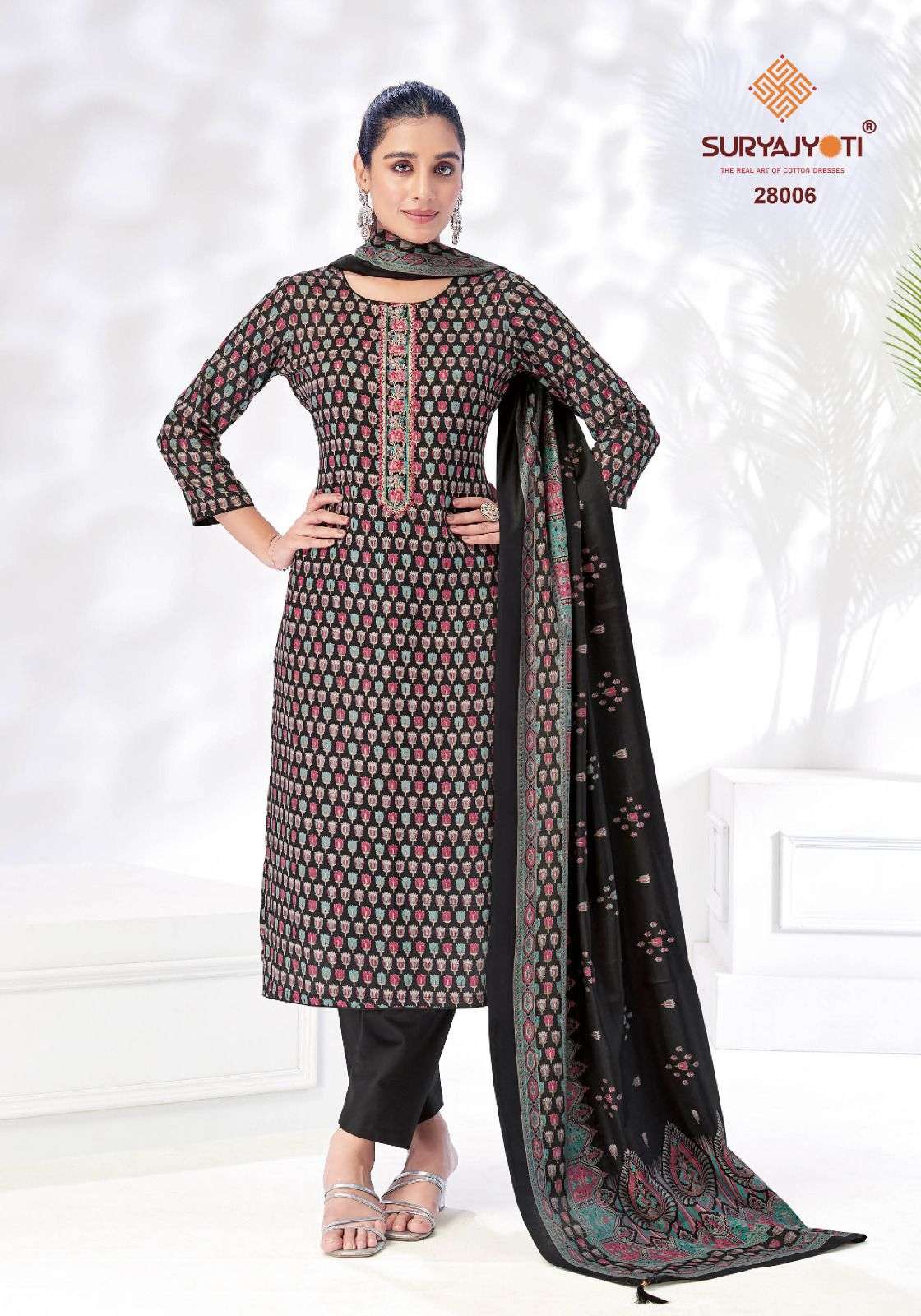 SURYAJYOTI KALKI VOL 27 JAM SATIN PRINT WITH FANCY WORK SUIT