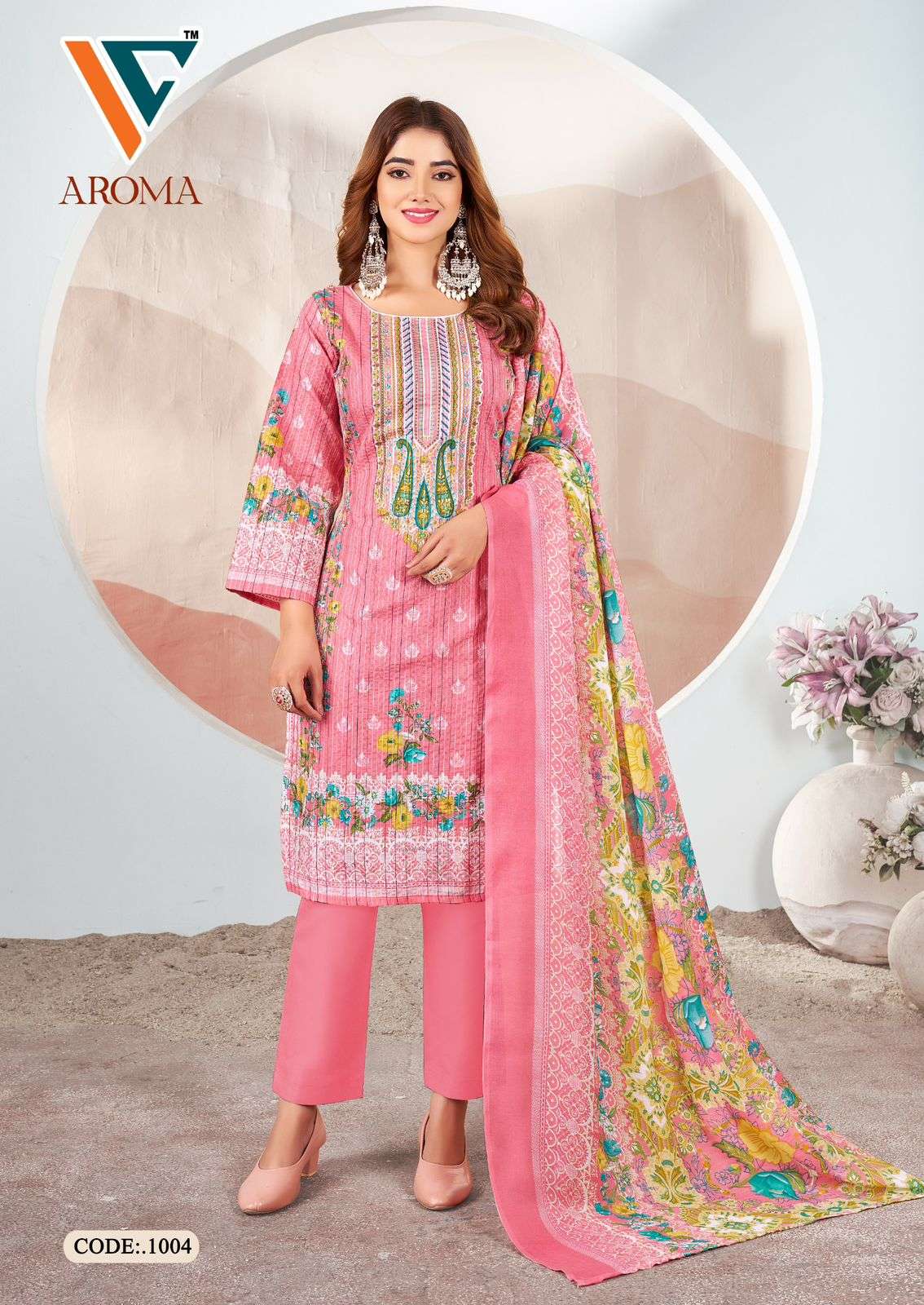 VANDANA‎‎‎‎ CREATION AROMA VOL 1 COTTON DIGITAL PRINTS WITH FANCY WORK SUITS 