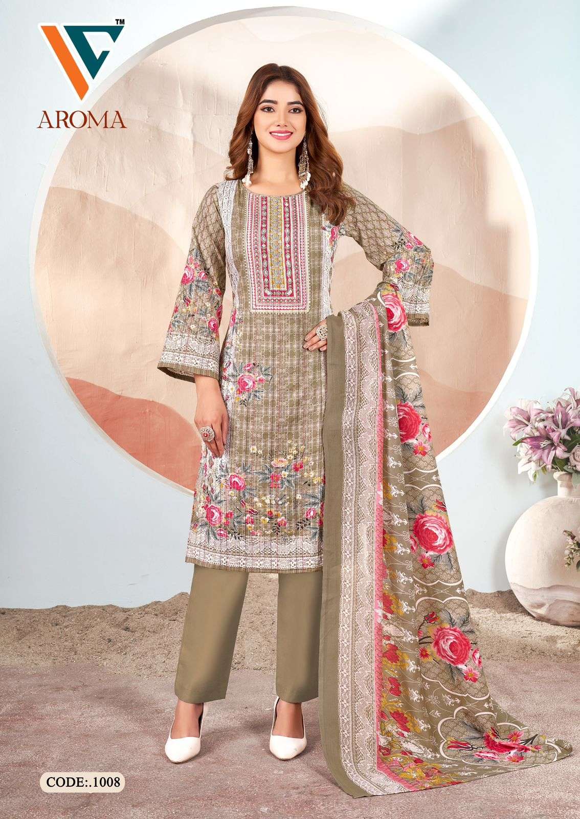 VANDANA‎‎‎‎ CREATION AROMA VOL 1 COTTON DIGITAL PRINTS WITH FANCY WORK SUITS 
