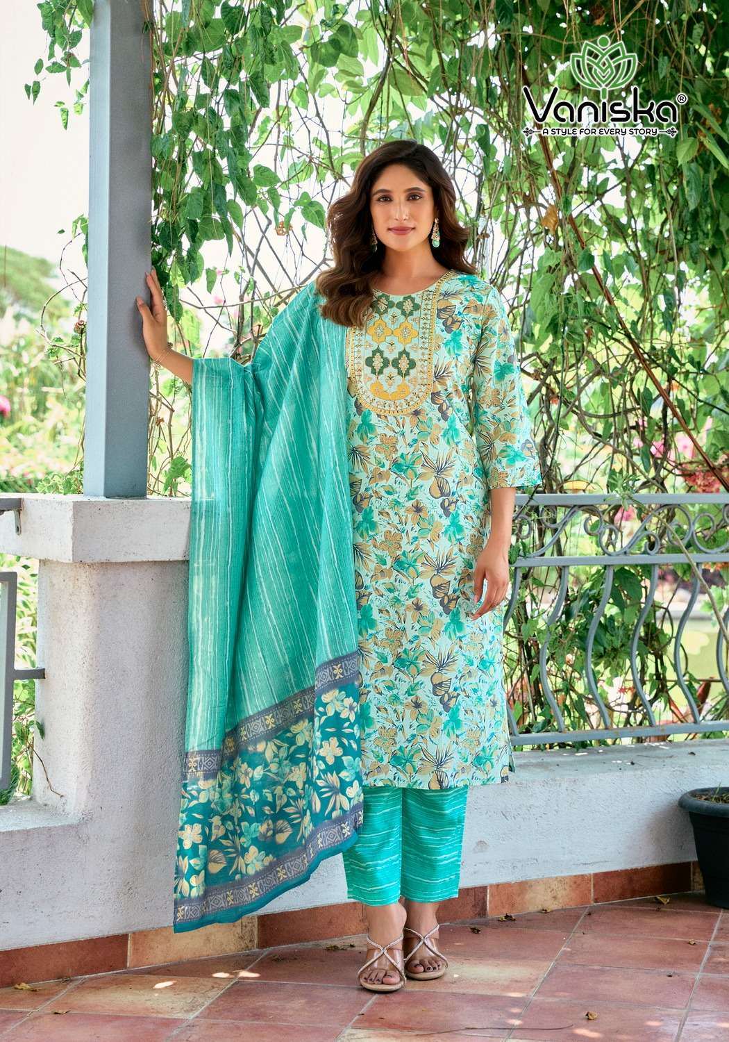 VANISKA FASHION STORY VOL 1 VISCOSE FANCY  STRAIGHT KURTI WITH PANT &  DUPATTA SET