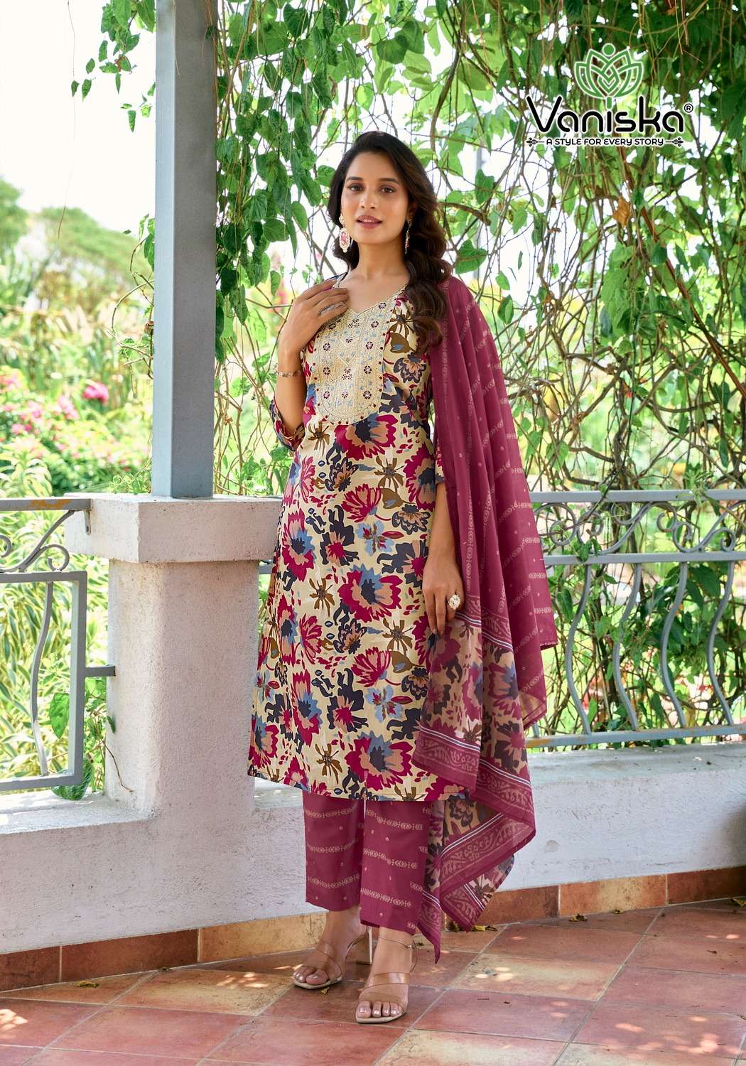 VANISKA FASHION STORY VOL 1 VISCOSE FANCY  STRAIGHT KURTI WITH PANT &  DUPATTA SET
