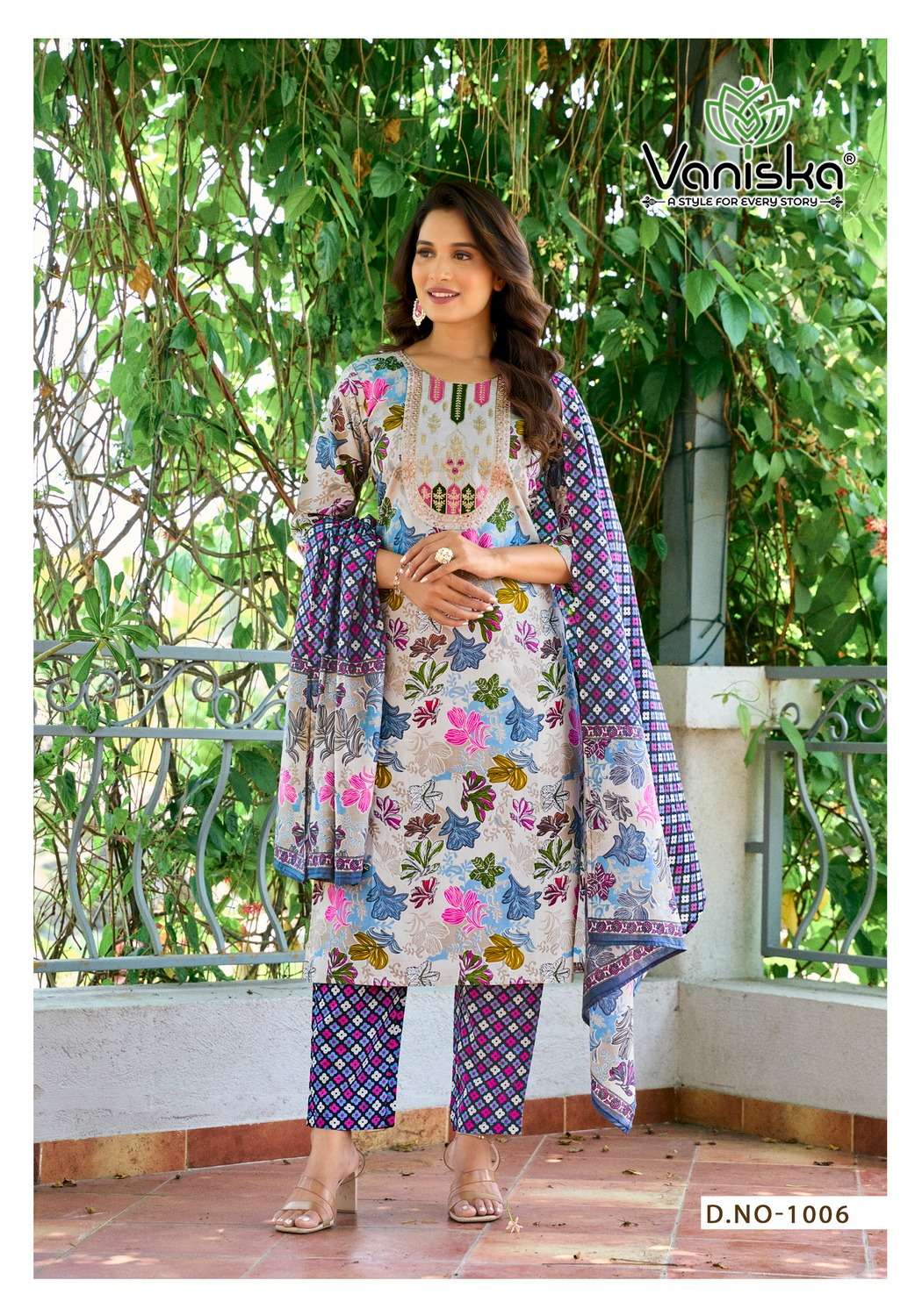 VANISKA FASHION STORY VOL 1 VISCOSE FANCY  STRAIGHT KURTI WITH PANT &  DUPATTA SET