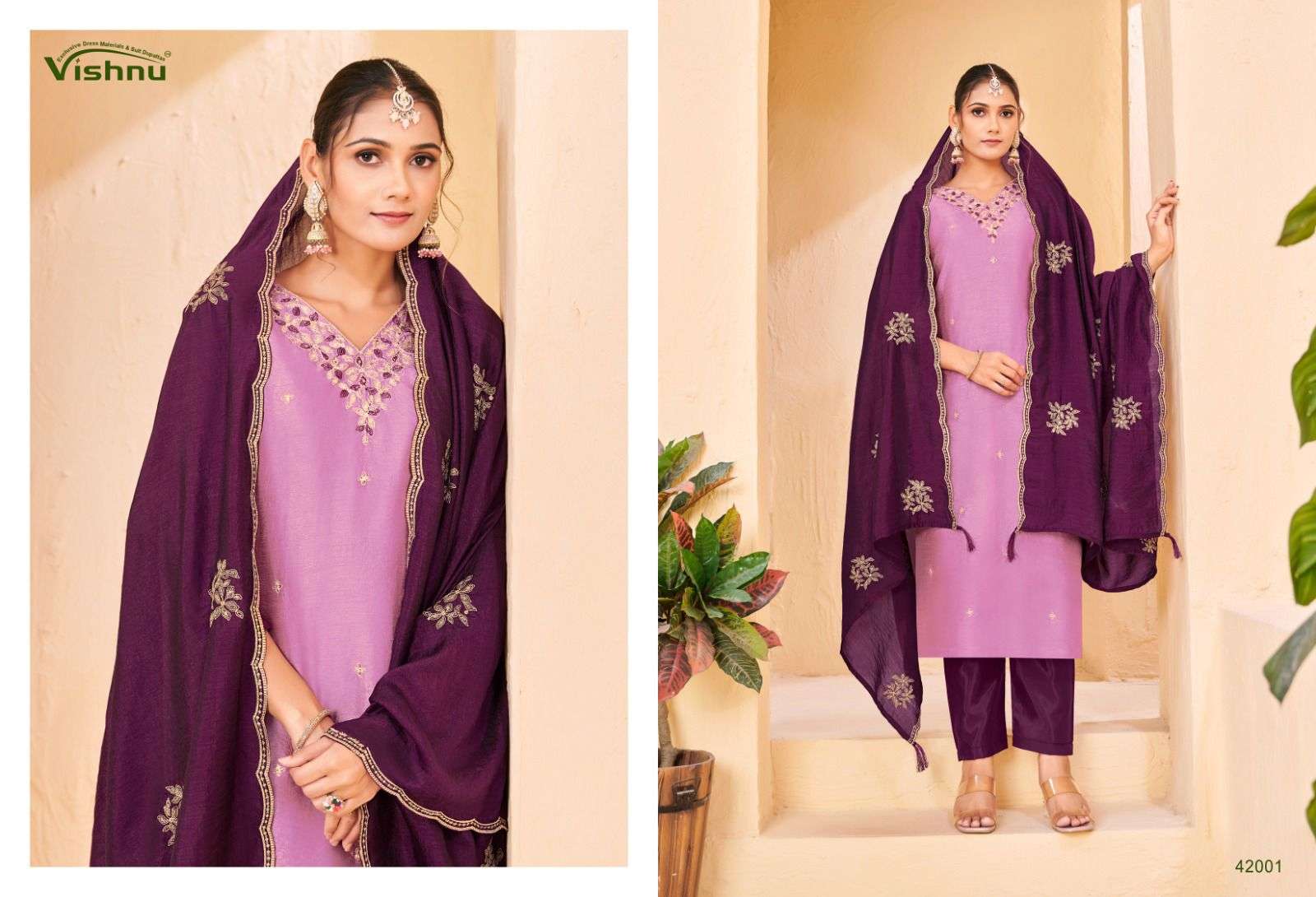 VISHNU IMPEX KHATOON SILK FANCY SWAROVSKI WORK LADIES SALWAR SUIT