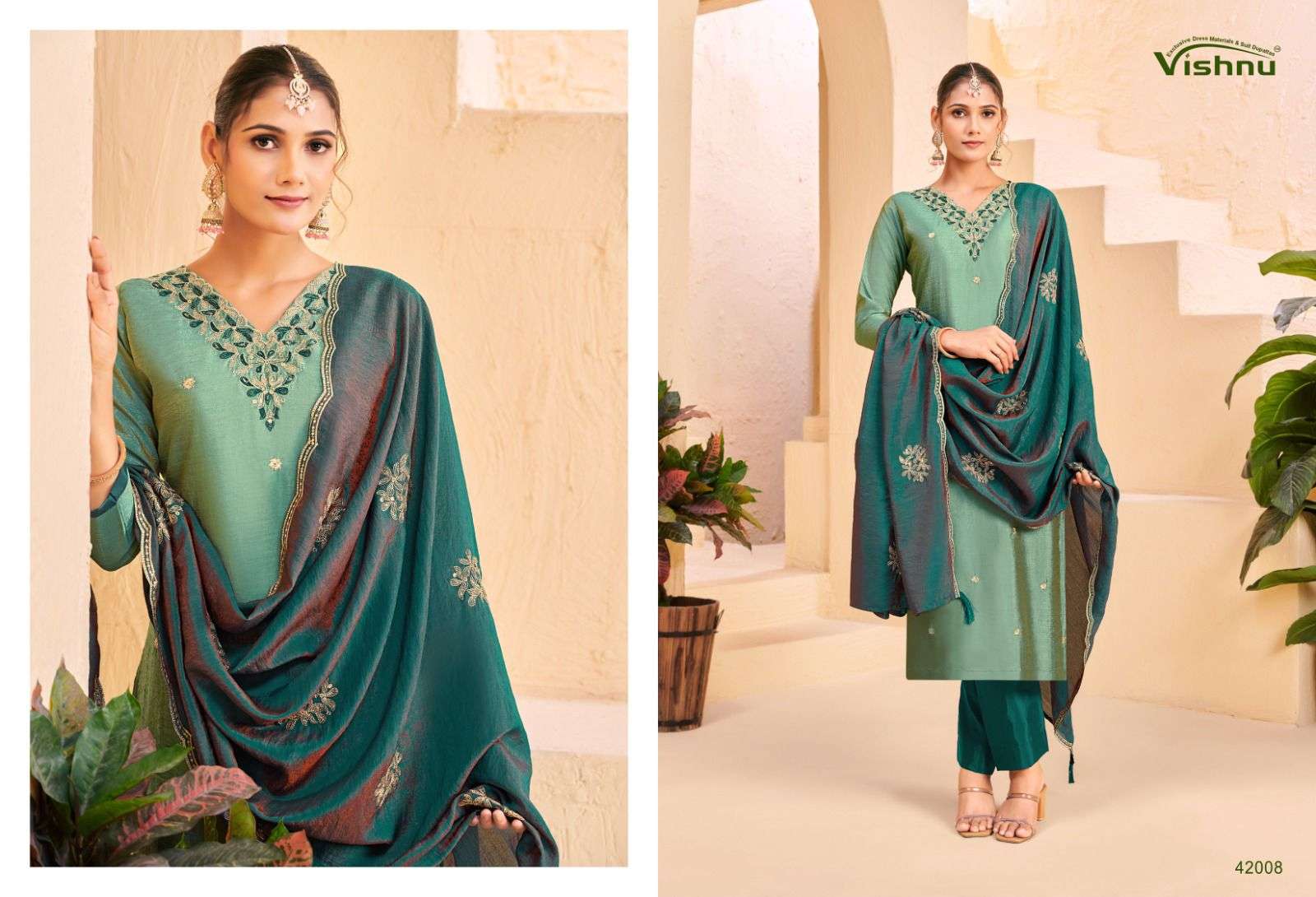 VISHNU IMPEX KHATOON SILK FANCY SWAROVSKI WORK LADIES SALWAR SUIT