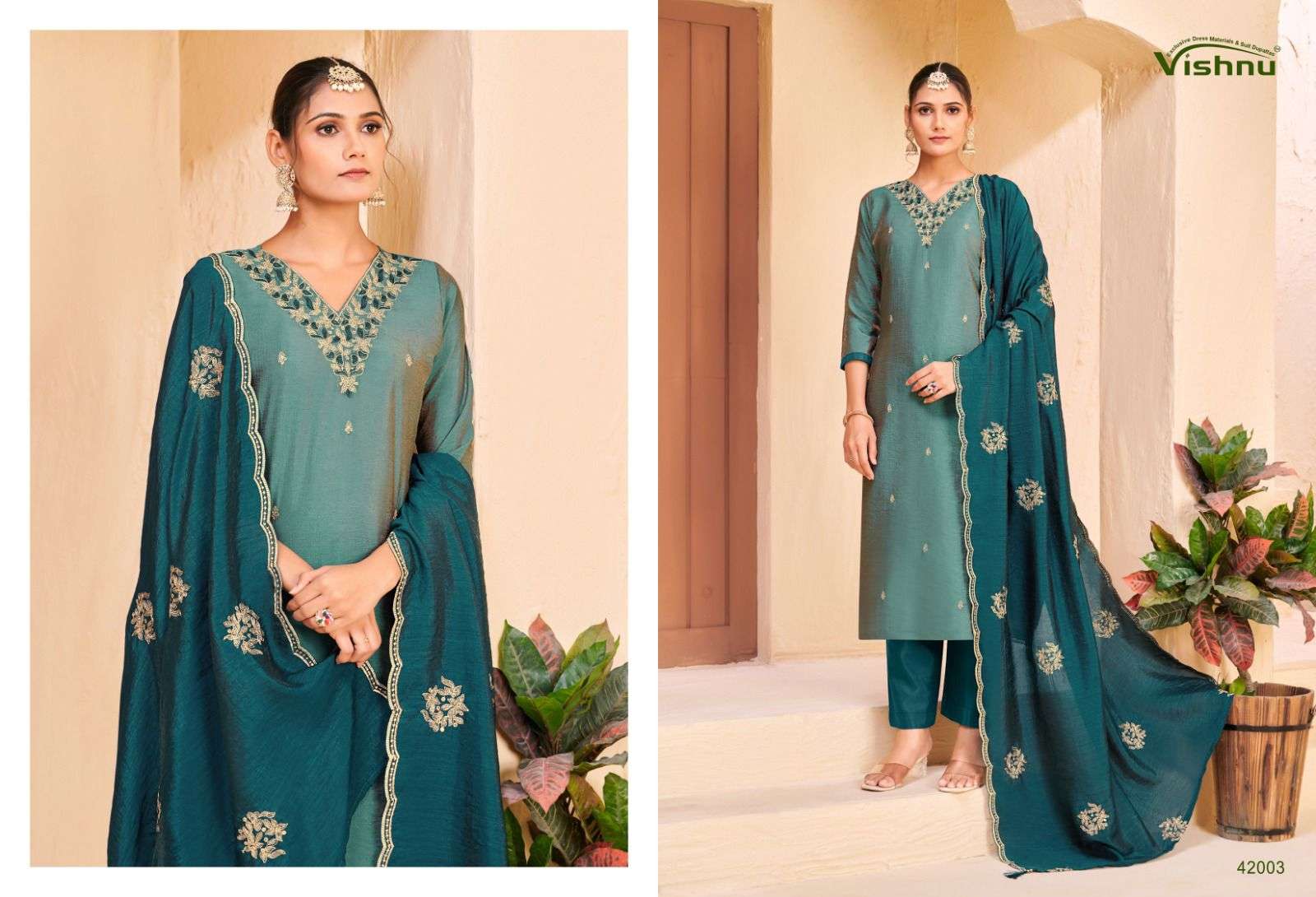 VISHNU IMPEX KHATOON SILK FANCY SWAROVSKI WORK LADIES SALWAR SUIT
