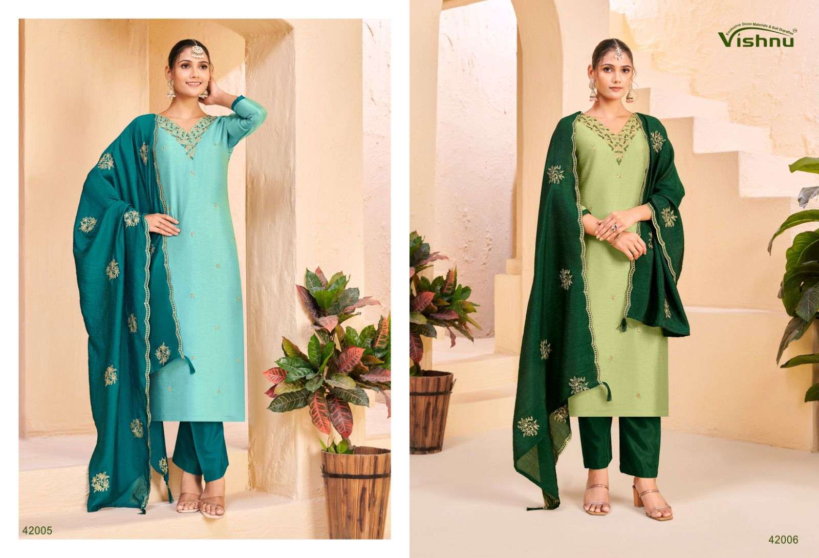 VISHNU IMPEX KHATOON SILK FANCY SWAROVSKI WORK LADIES SALWAR SUIT