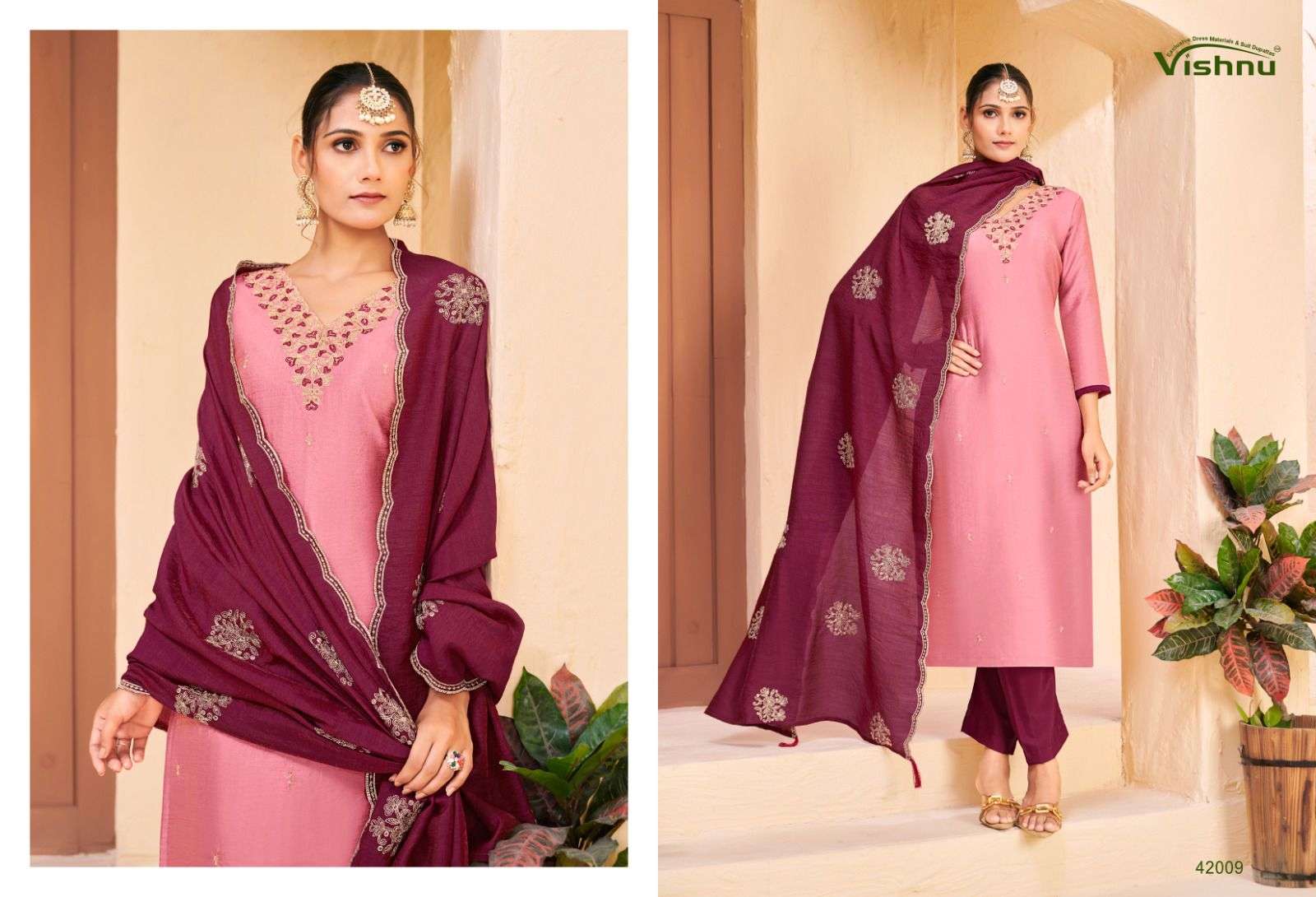 VISHNU IMPEX KHATOON SILK FANCY SWAROVSKI WORK LADIES SALWAR SUIT