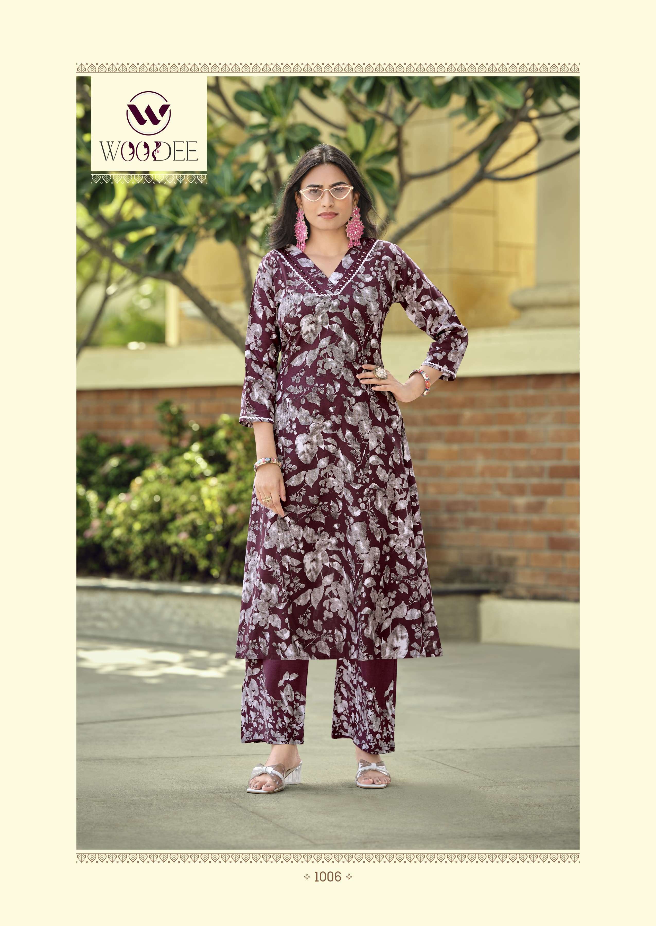 WOODEE PAVITRA RAYON PRINT FANCY A LINE STYLE KURTI WITH BOTTOM PAIR 