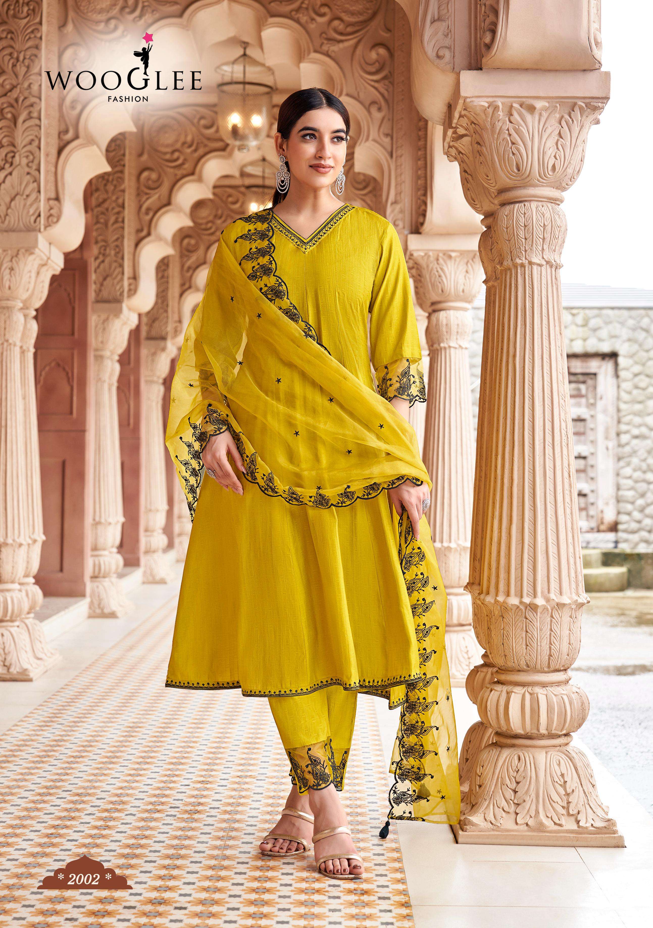 WOOGLEE MIRZA FANCY WORK LADIES GOWN KURTI WITH DUPATTA SET