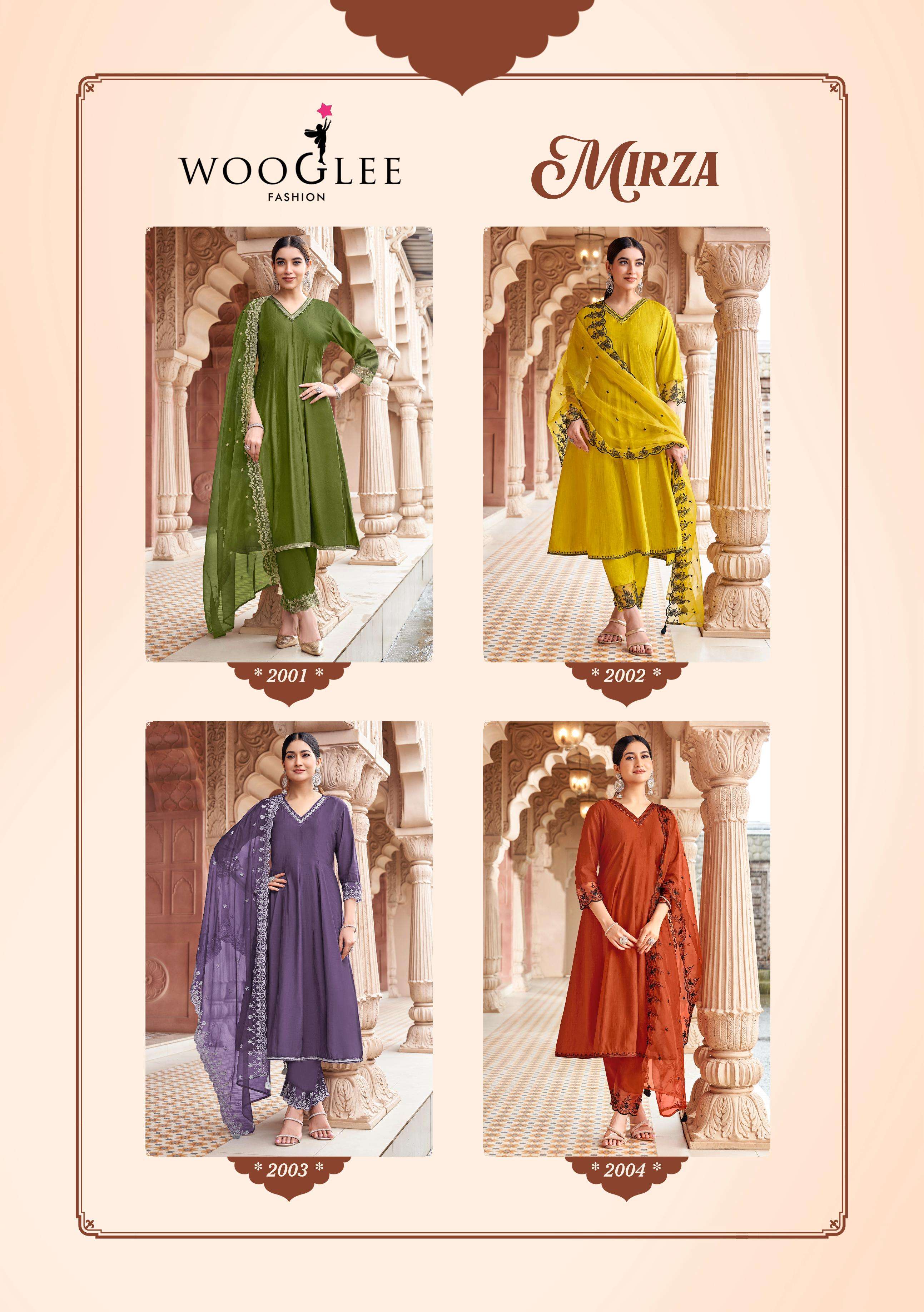 WOOGLEE MIRZA FANCY WORK LADIES GOWN KURTI WITH DUPATTA SET