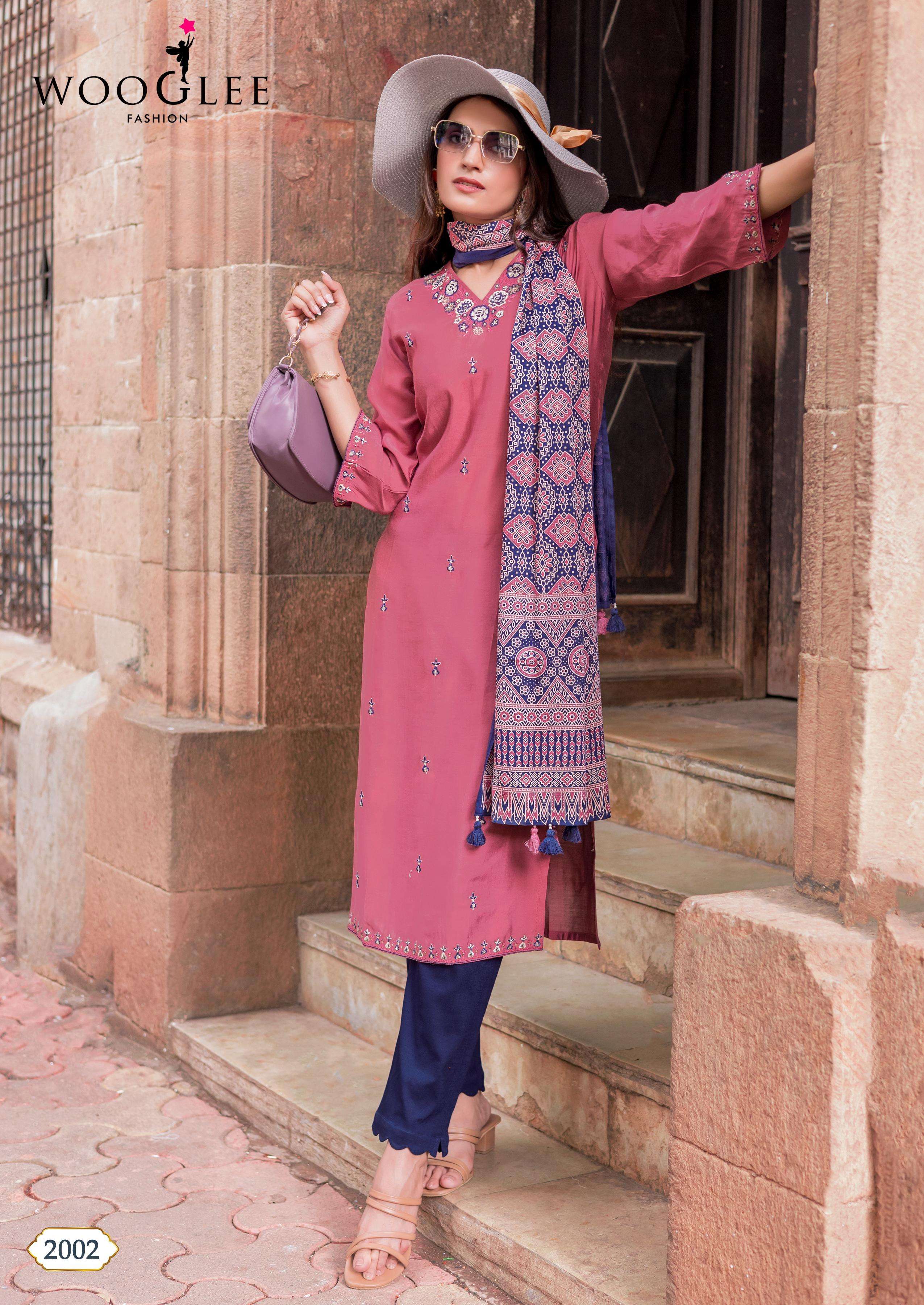 WOOGLEE NAGMA VISCOSE FANCY DESIGNER WORK READY MADE LADIES SUIT