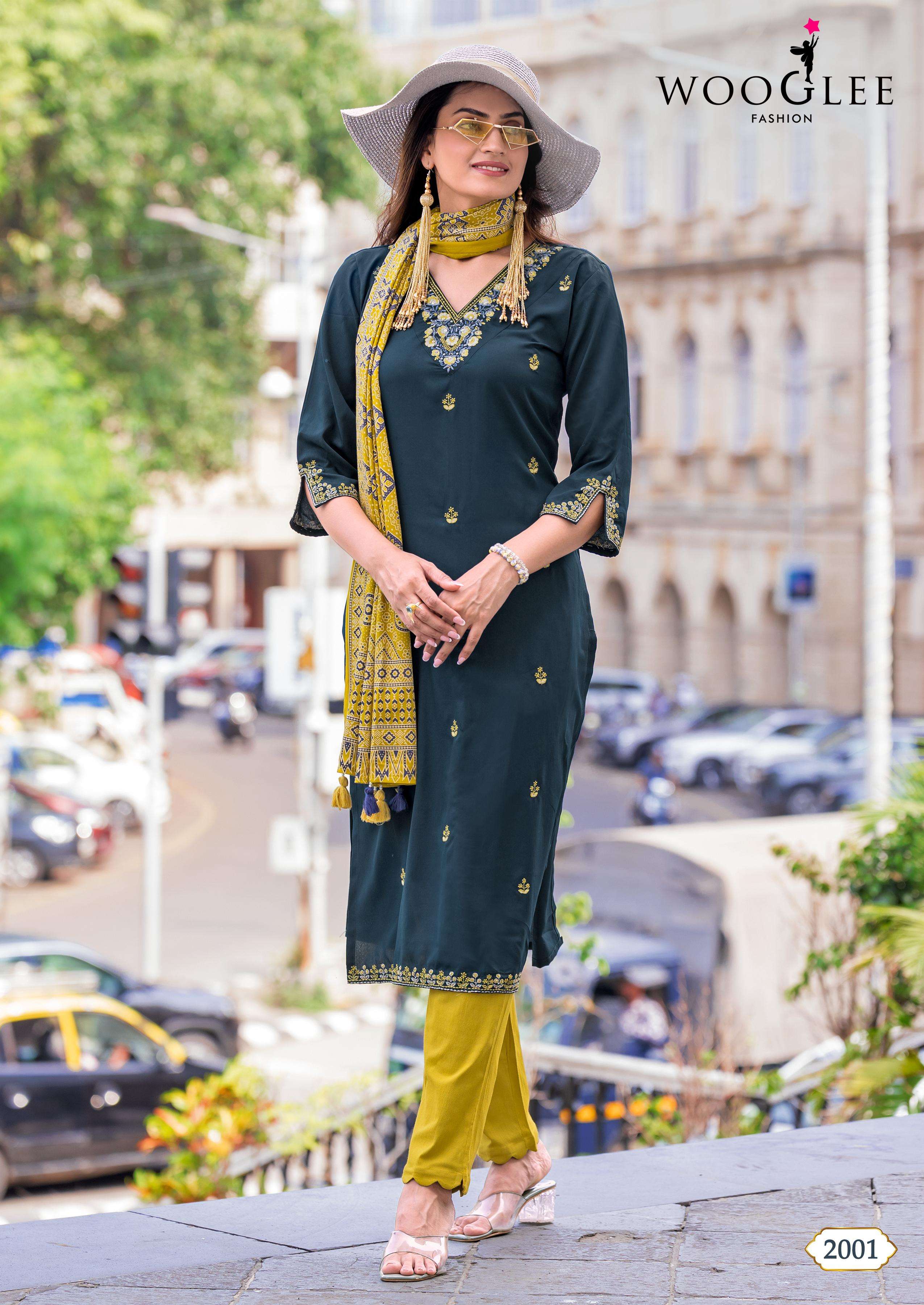 WOOGLEE NAGMA VISCOSE FANCY DESIGNER WORK READY MADE LADIES SUIT