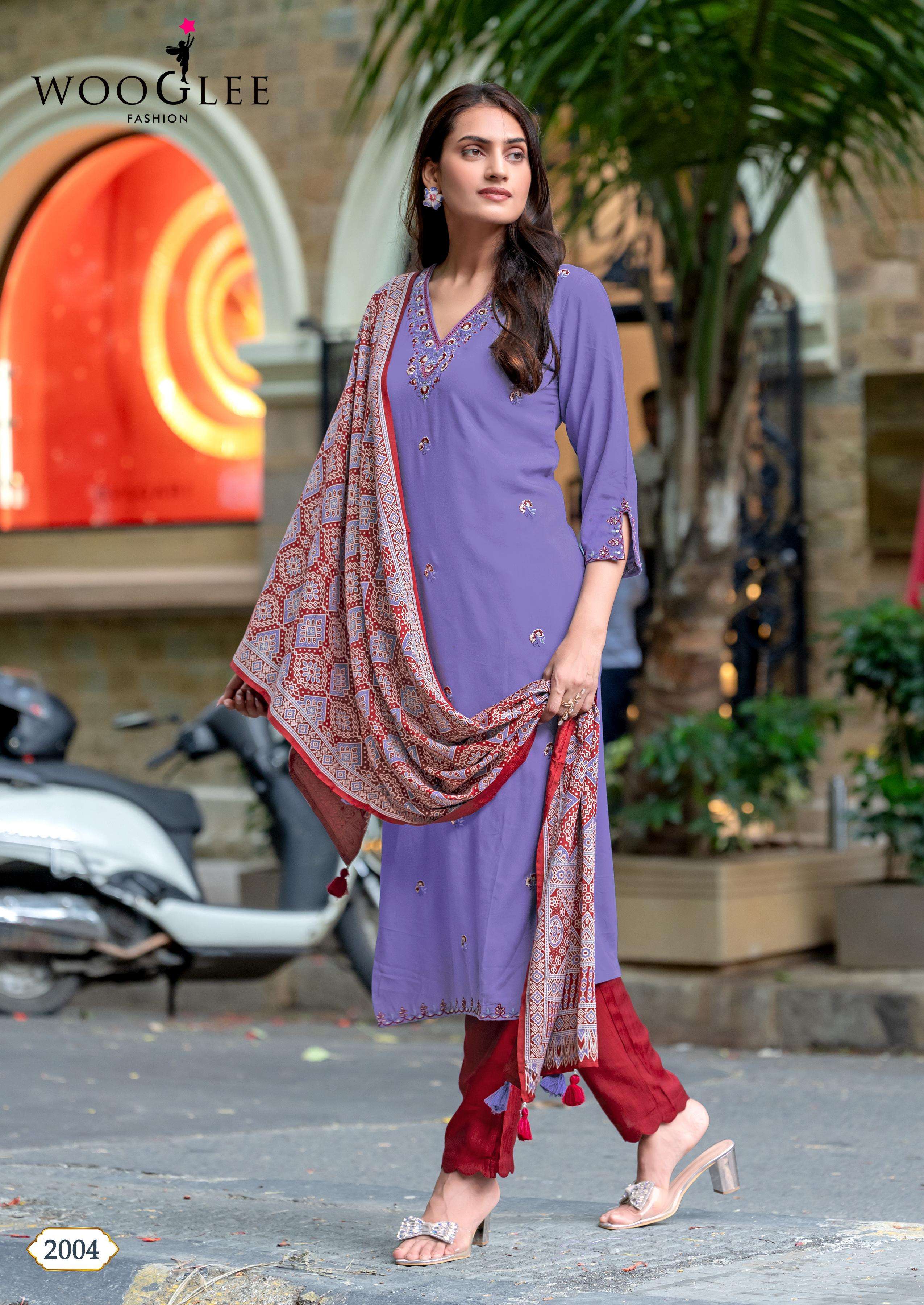 WOOGLEE NAGMA VISCOSE FANCY DESIGNER WORK READY MADE LADIES SUIT