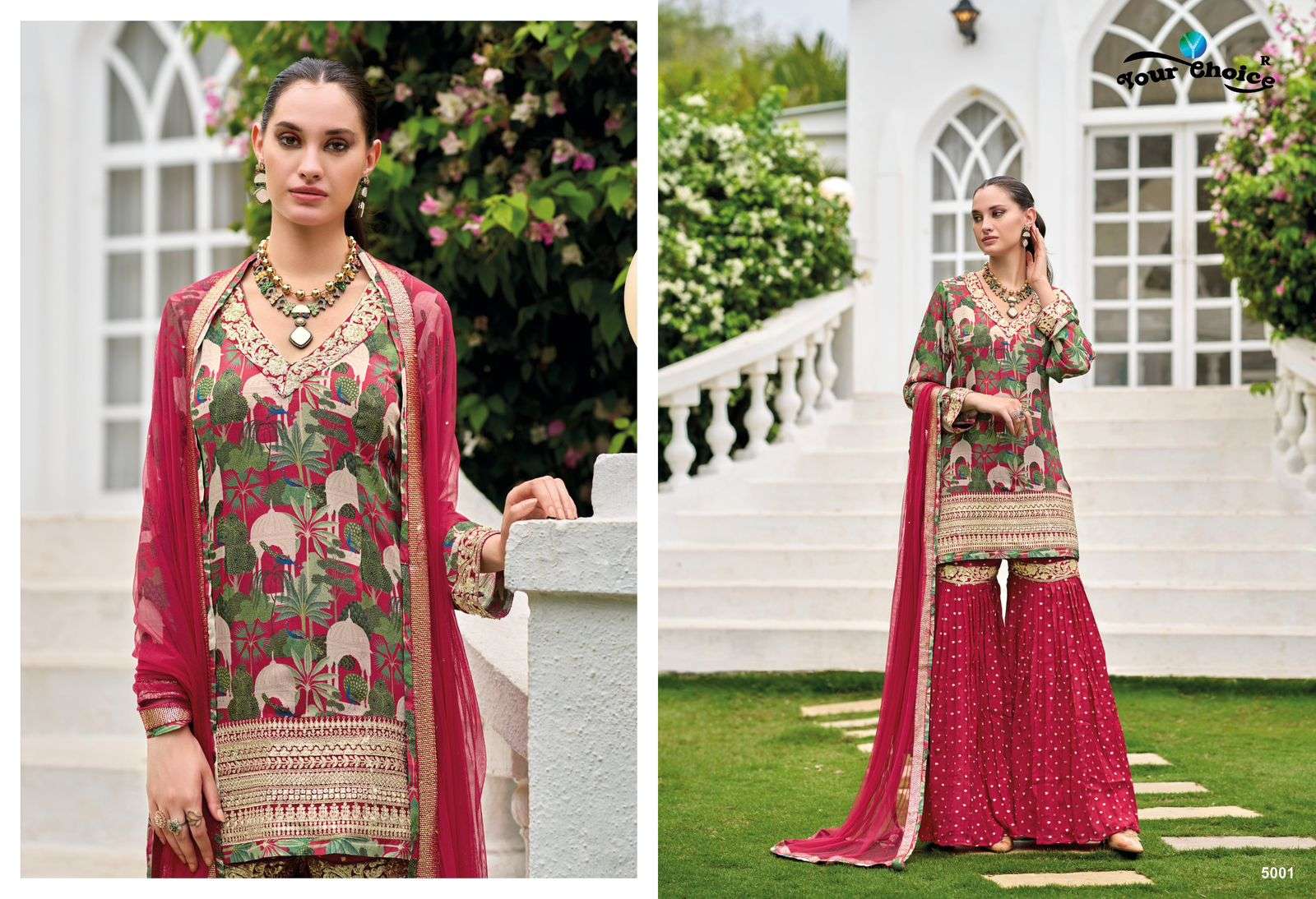 YOUR CHOICE GINNI VOL 5 HEAVY BEAUTIFUL DESIGNER WEDDING WEAR SHARARA SUIT