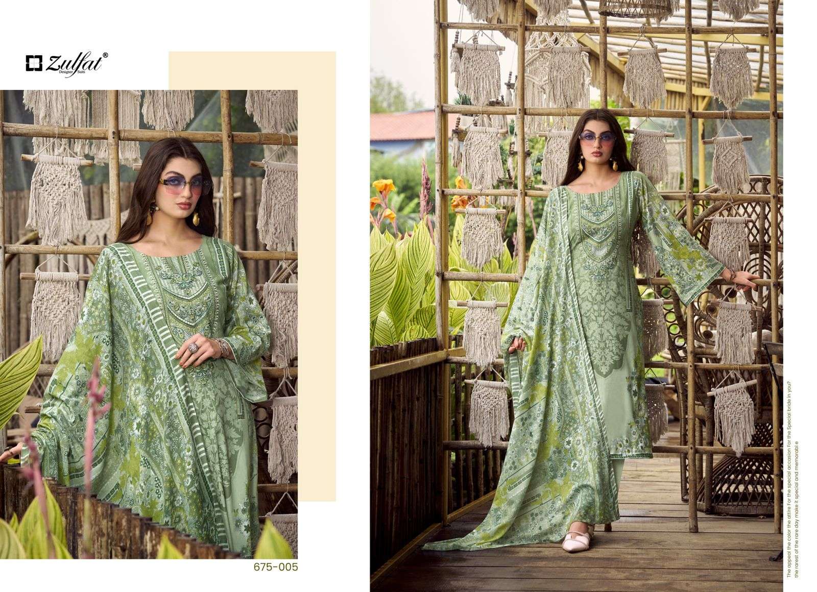 ZULFAT DESIGNER SUITS SANA SAFINA COTTON DIGITAL PRINTS WITH FANCY WORK SUIT