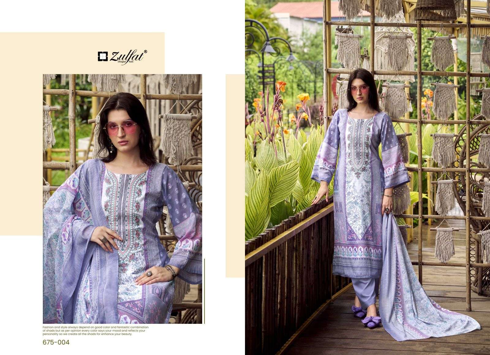 ZULFAT DESIGNER SUITS SANA SAFINA COTTON DIGITAL PRINTS WITH FANCY WORK SUIT