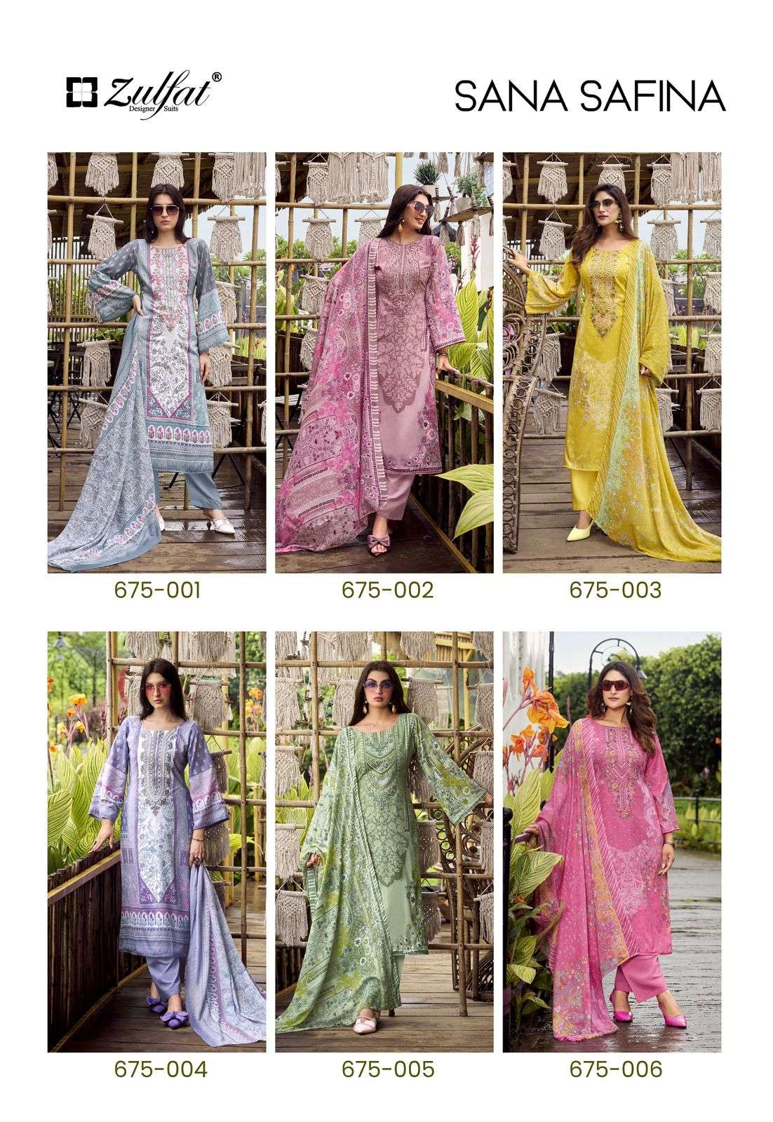 ZULFAT DESIGNER SUITS SANA SAFINA COTTON DIGITAL PRINTS WITH FANCY WORK SUIT