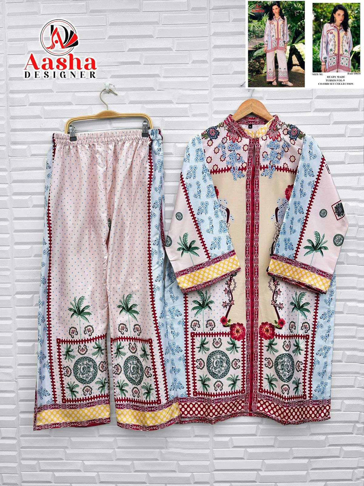 AASHA DESIGNER DESIGN NO - 10033-10034-10035-10036 MODAL SATIN PRINT READYMADE CO-ORD SET