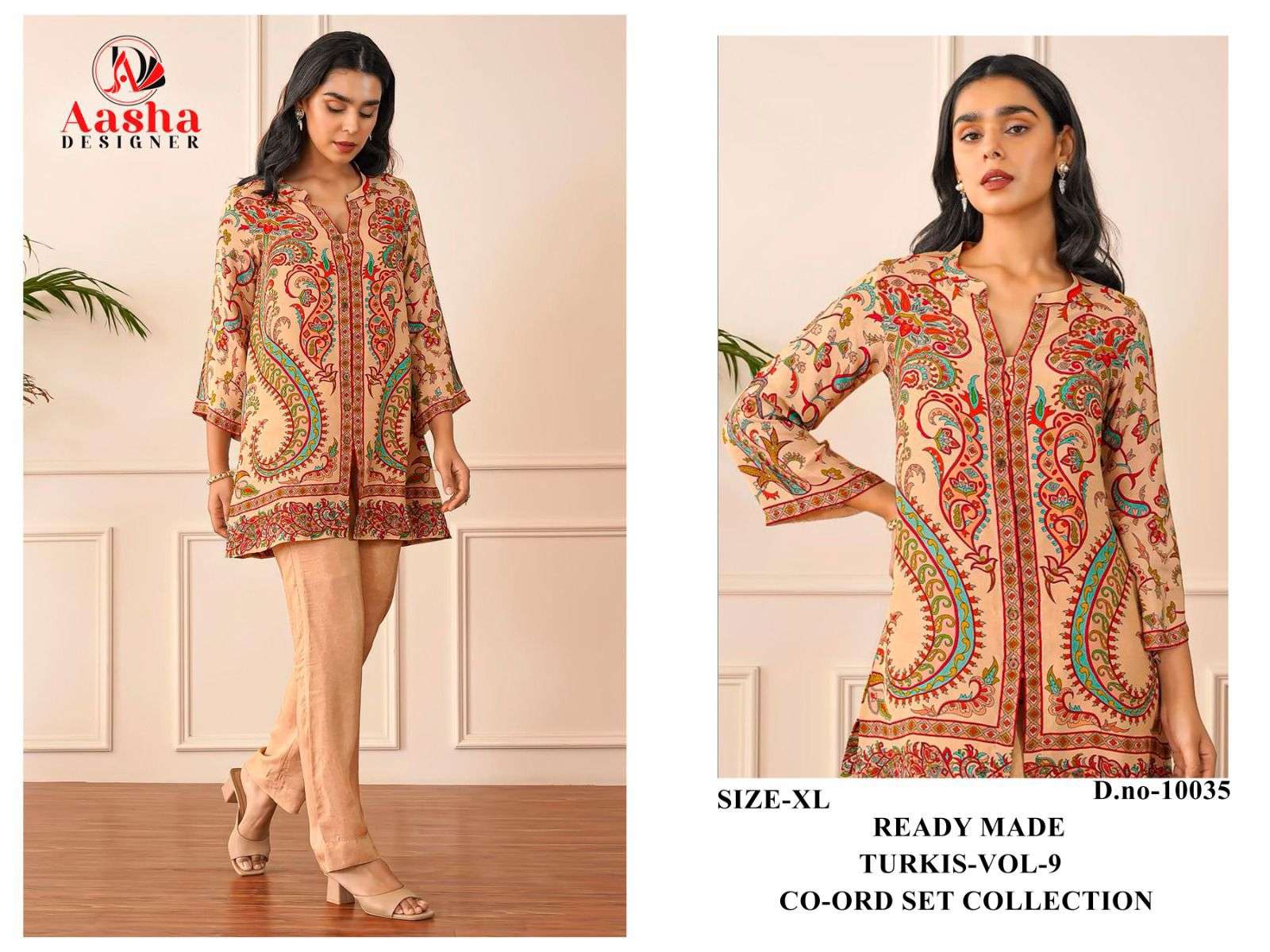 AASHA DESIGNER DESIGN NO - 10033-10034-10035-10036 MODAL SATIN PRINT READYMADE CO-ORD SET