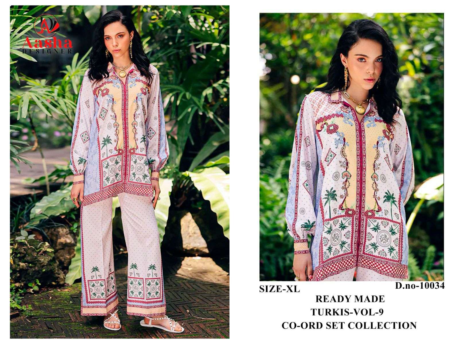 AASHA DESIGNER DESIGN NO - 10033-10034-10035-10036 MODAL SATIN PRINT READYMADE CO-ORD SET