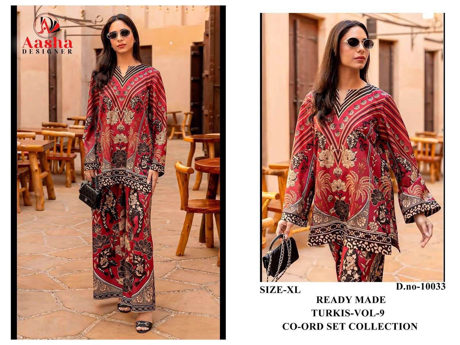 AASHA DESIGNER DESIGN NO - 10033-10034-10035-10036 MODAL SATIN PRINT READYMADE CO-ORD SET