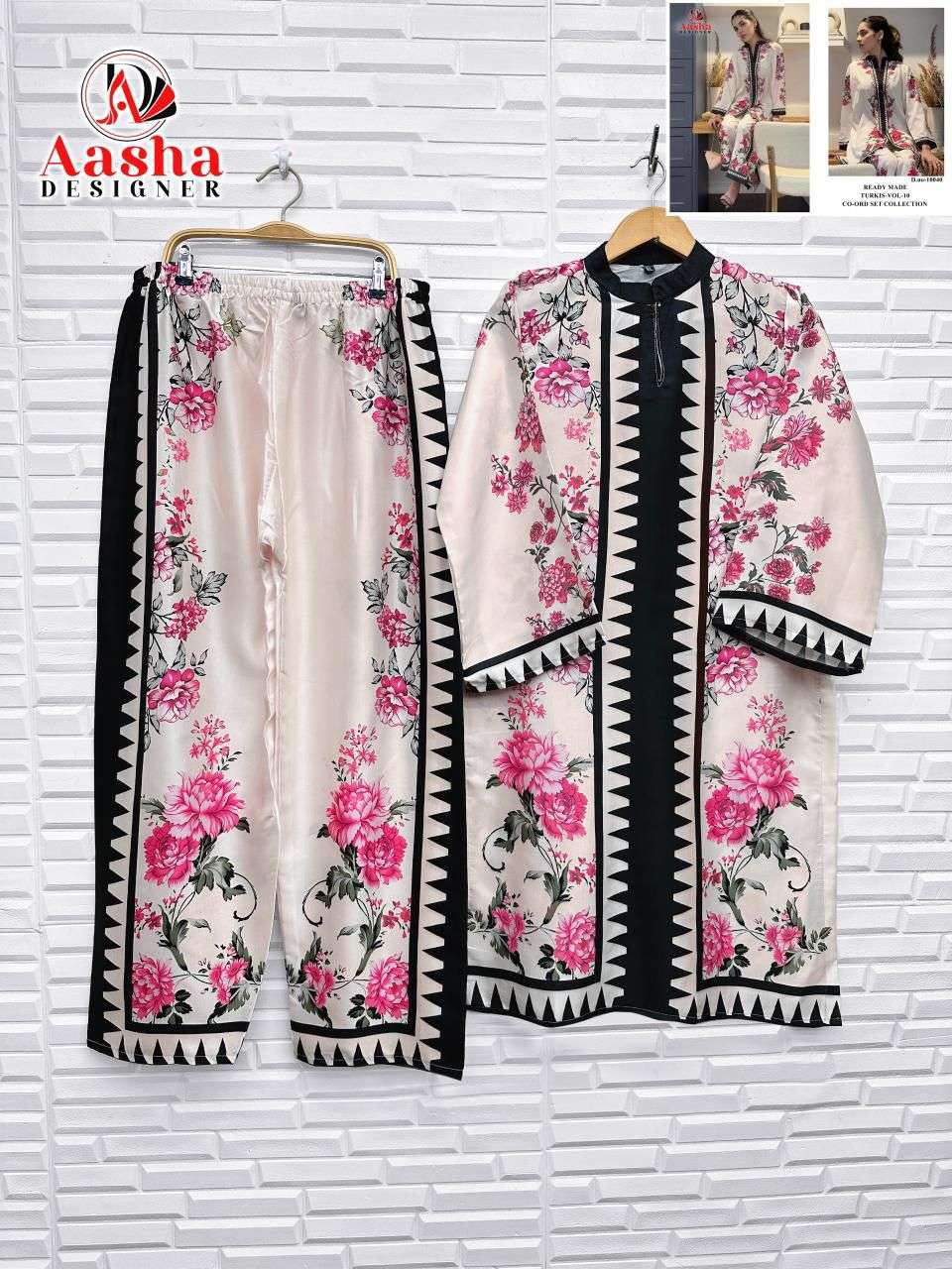 AASHA DESIGNER DESIGN NO - 10037 - 10038 - 10039 - 10040 MODAL SATIN PRINT READYMADE CO-ORD SET 