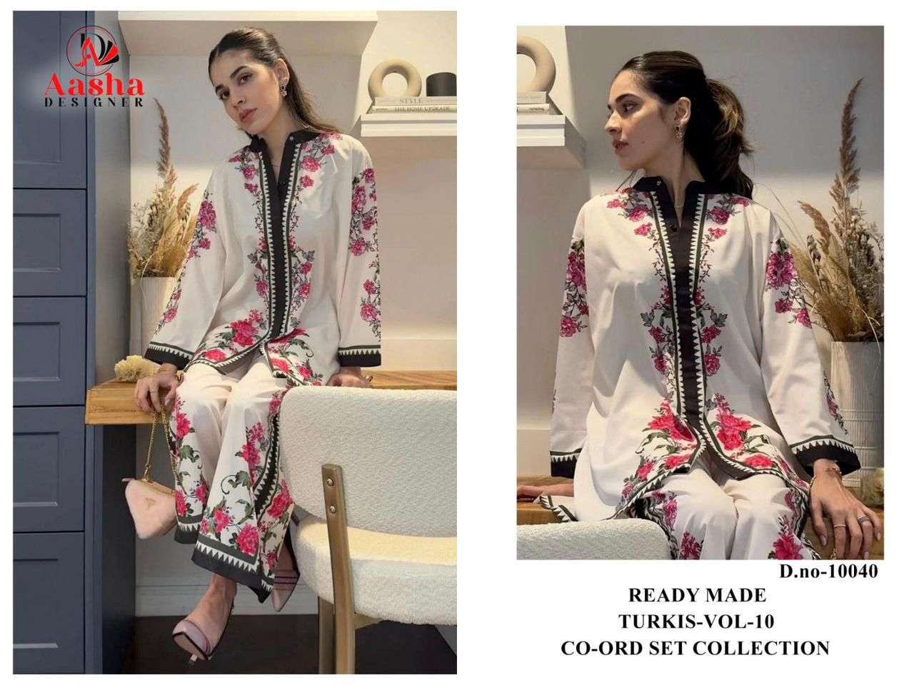 AASHA DESIGNER DESIGN NO - 10037 - 10038 - 10039 - 10040 MODAL SATIN PRINT READYMADE CO-ORD SET 