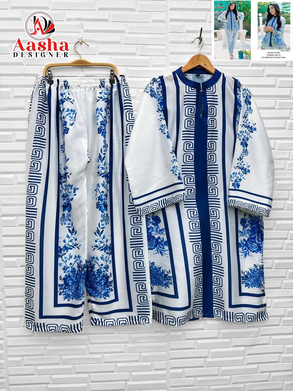 AASHA DESIGNER DESIGN NO - 10041 - 10042 - 10043 - 10044 MODAL SATIN PRINT READYMADE CO-ORD SET