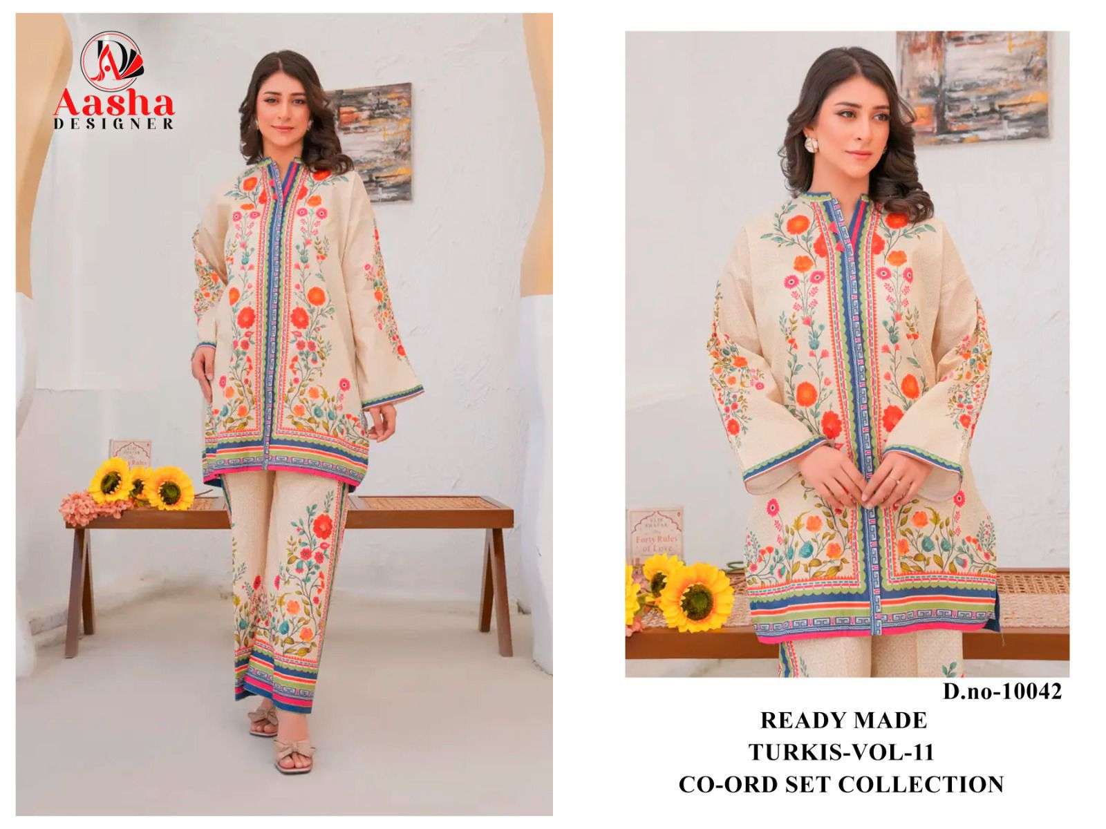 AASHA DESIGNER DESIGN NO - 10041 - 10042 - 10043 - 10044 MODAL SATIN PRINT READYMADE CO-ORD SET