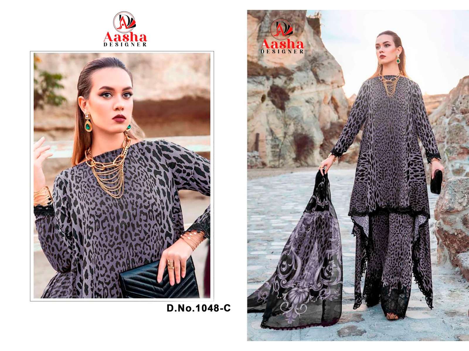 AASHA DESIGNER DESIGN NO 1048 ABC COTTON PRINT SUIT