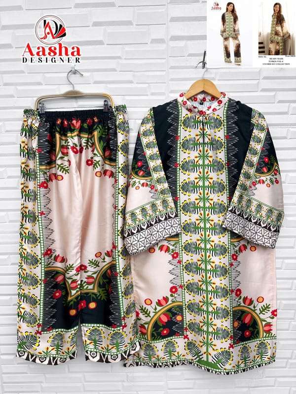 AASHA DESIGNER MODAL SATIN PRINT READYMADE CO-ORD SET