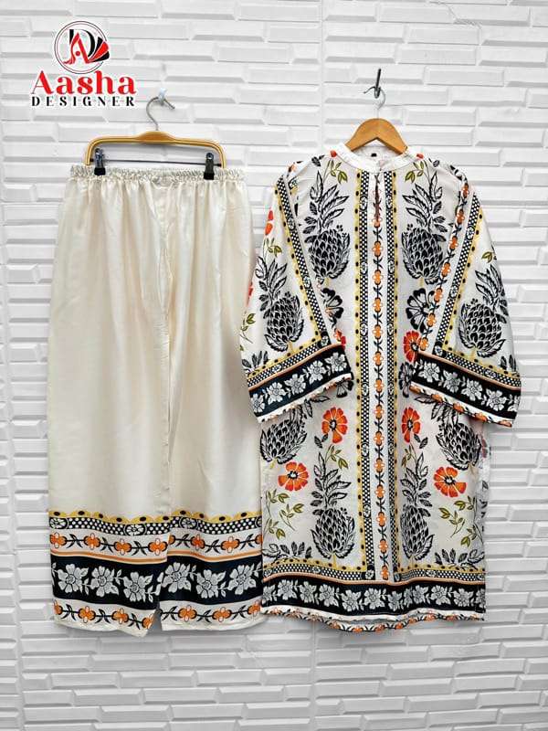 AASHA DESIGNER MODAL SATIN PRINT READYMADE CO-ORD SET