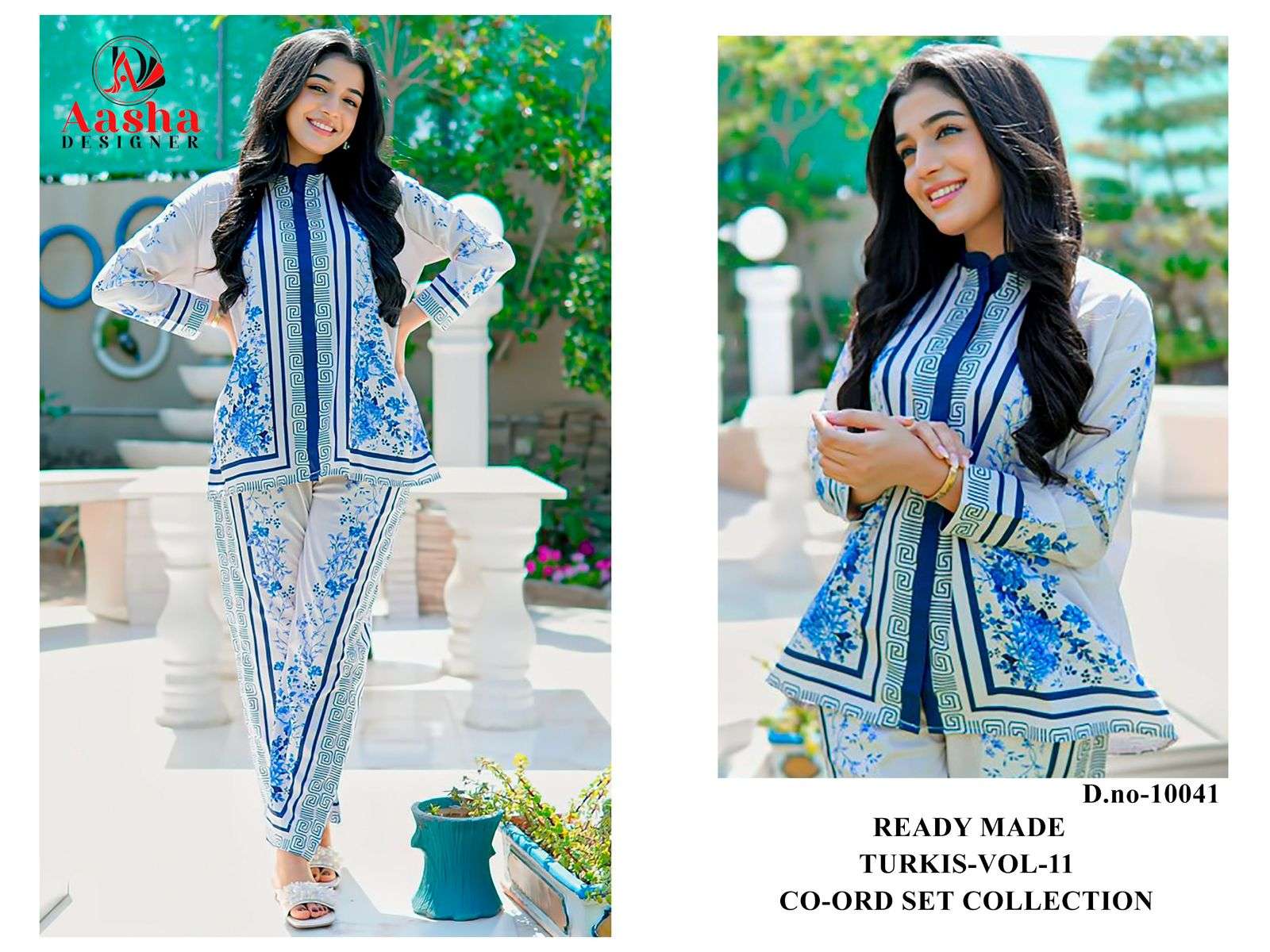 AASHA DESIGNER TURKIS VOL 11 SATIN DIGITAL PAKISTANI STYLE KURTI WITH PLAZZO PAIR 