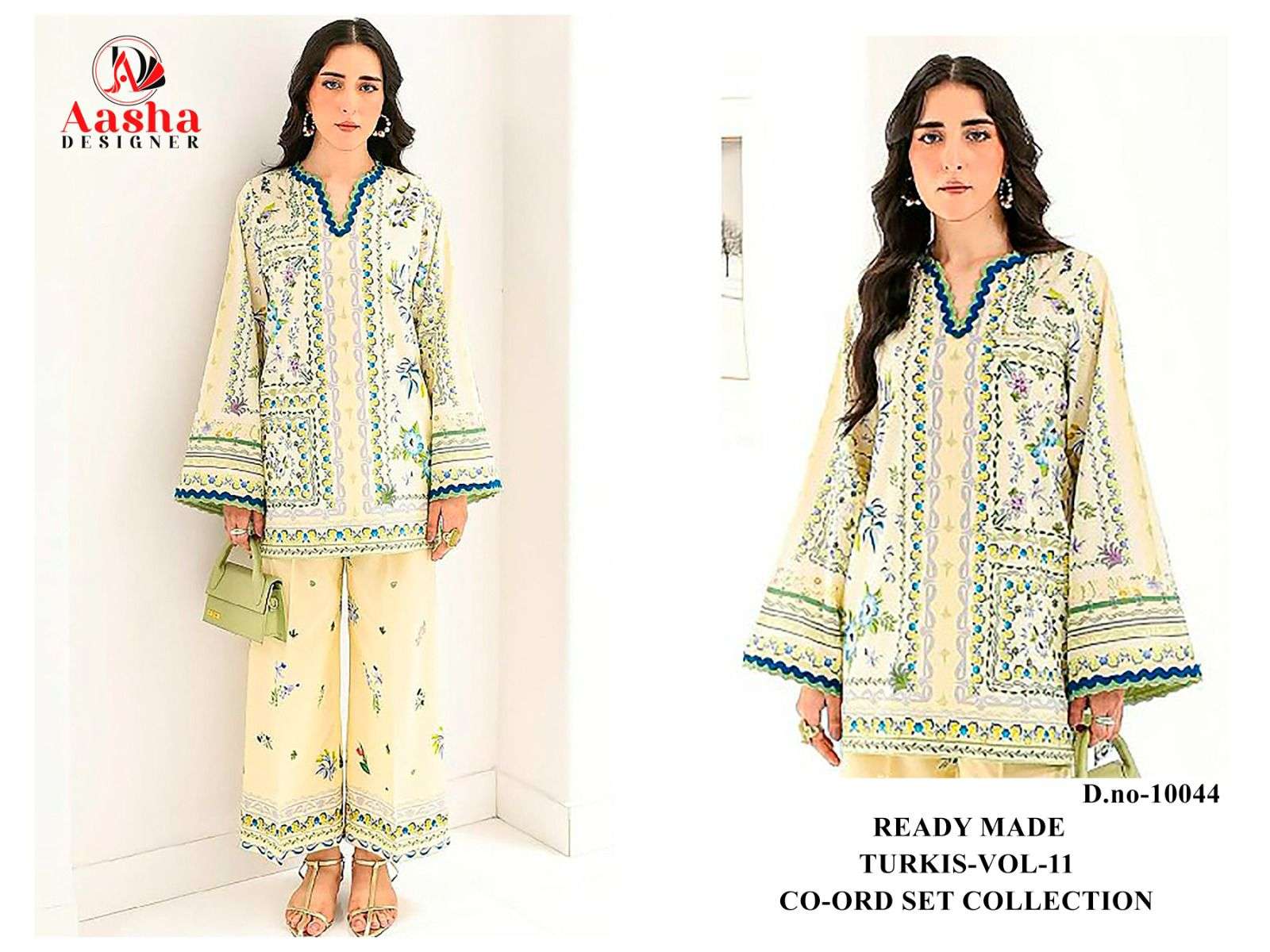 AASHA DESIGNER TURKIS VOL 11 SATIN DIGITAL PAKISTANI STYLE KURTI WITH PLAZZO PAIR 