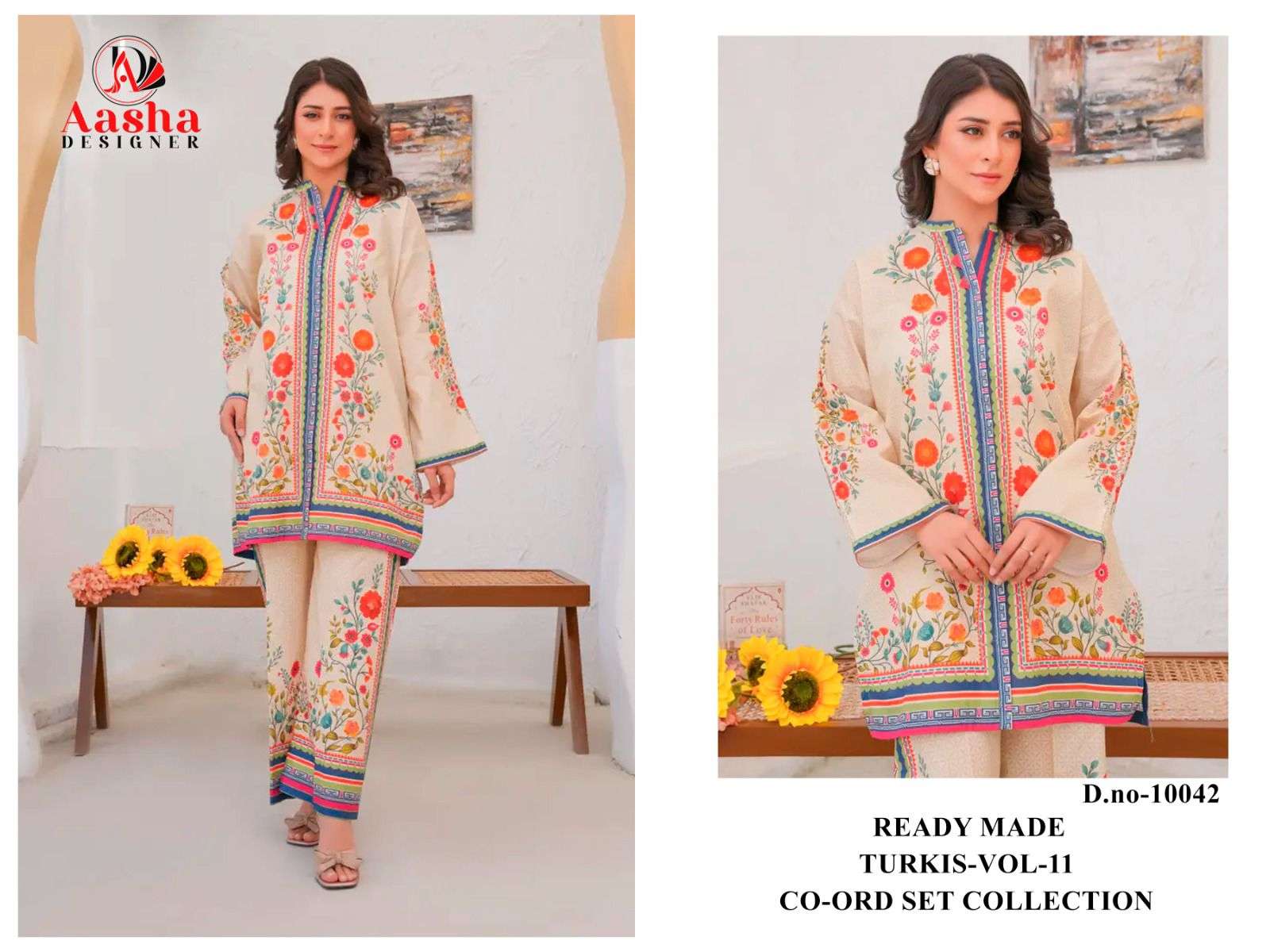 AASHA DESIGNER TURKIS VOL 11 SATIN DIGITAL PAKISTANI STYLE KURTI WITH PLAZZO PAIR 