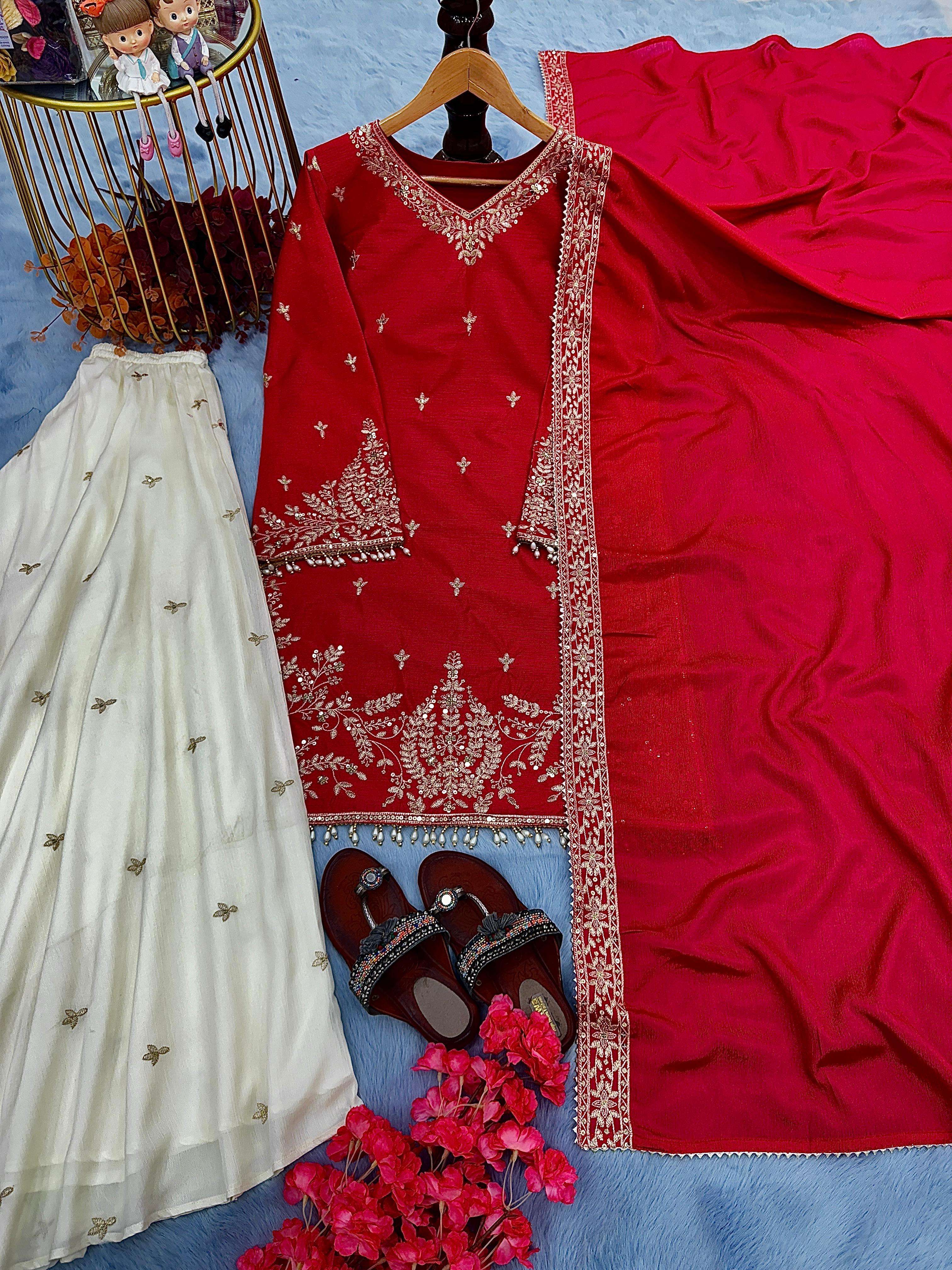 AD 190 SILK WITH HEAVY DESIGNER FESTIVE WEAR PARTY WEAR LADIES SUIT
