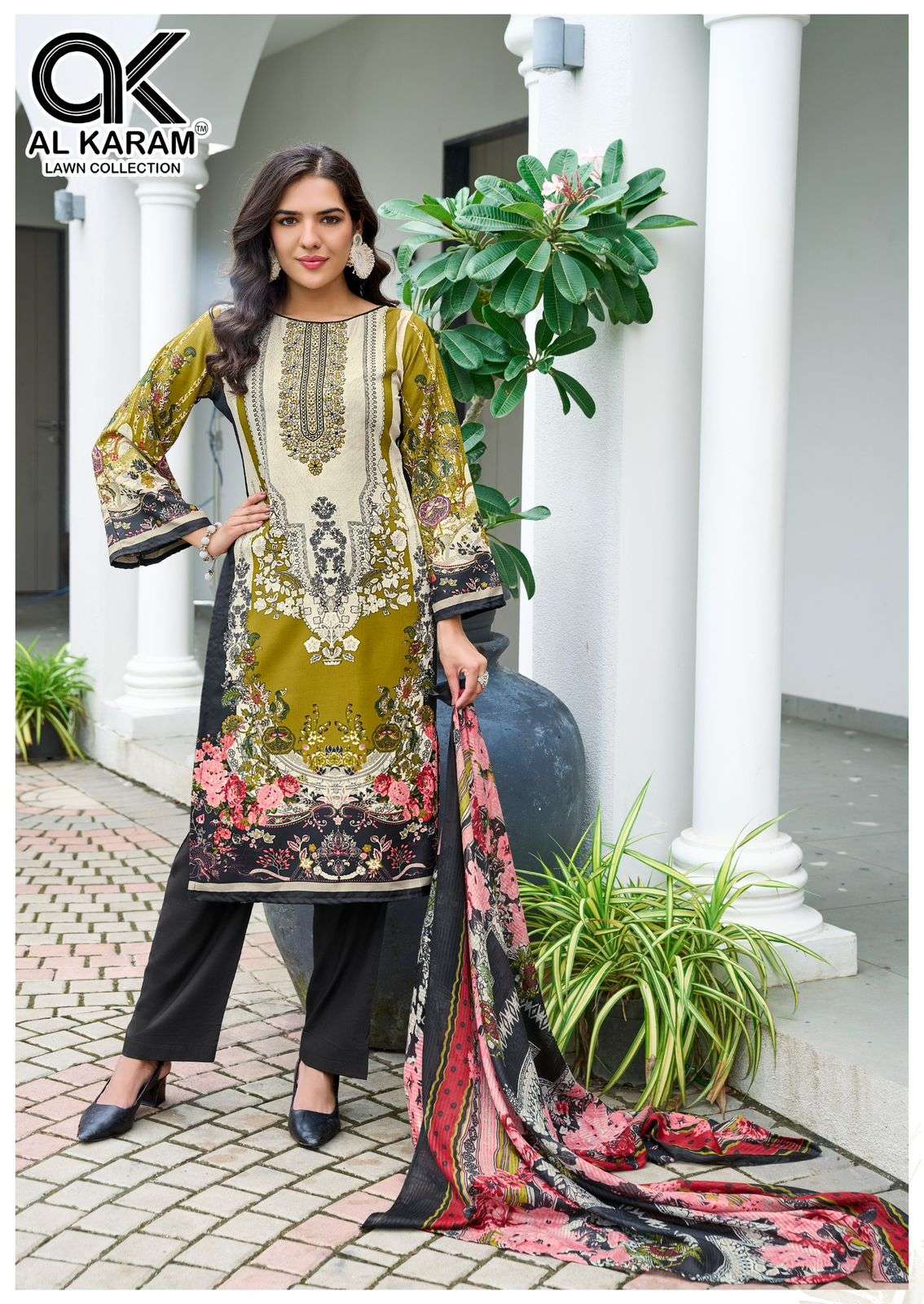 AL KARAM AREEBA COTTON DESIGNER PRINT WITH FANCY WORK SUIT