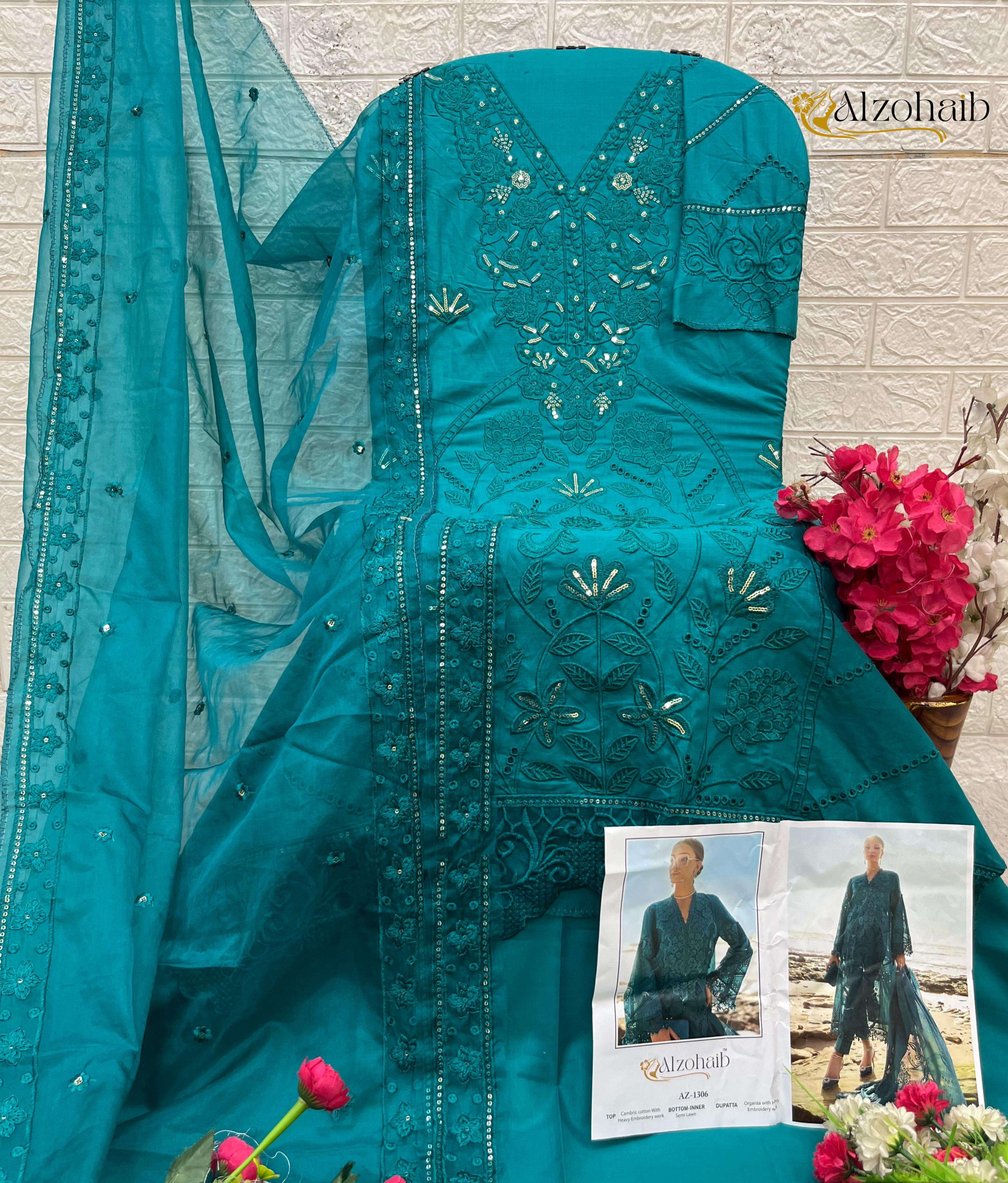 AL ZOHAIB AARZOO VOL 1 COTTON EMBROIDERY DESIGNER WORK PAKISTANI SUIT